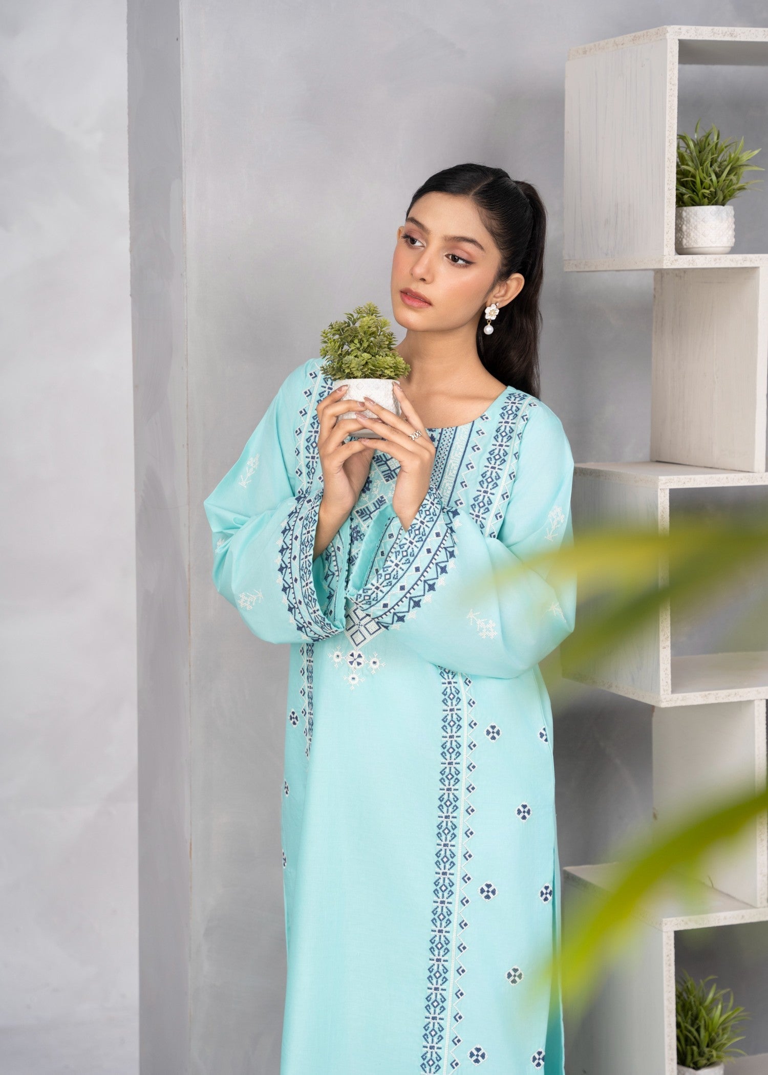 cotton Kurta Set in Sky blue