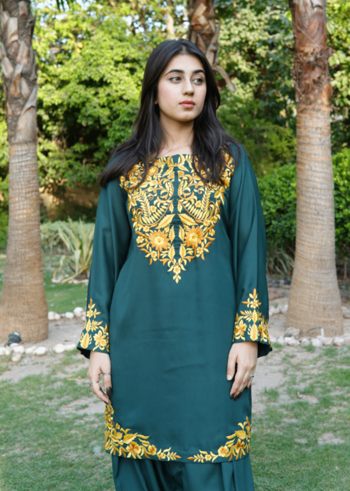 grip Kurta Set in Sea green