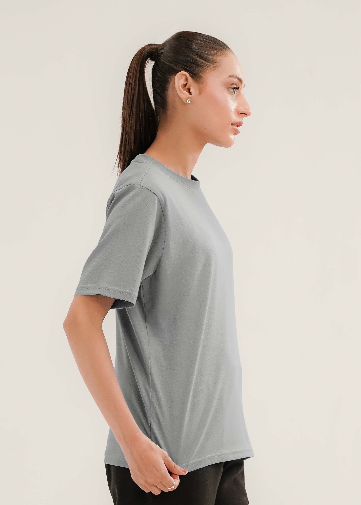cotton T Shirt in Silver