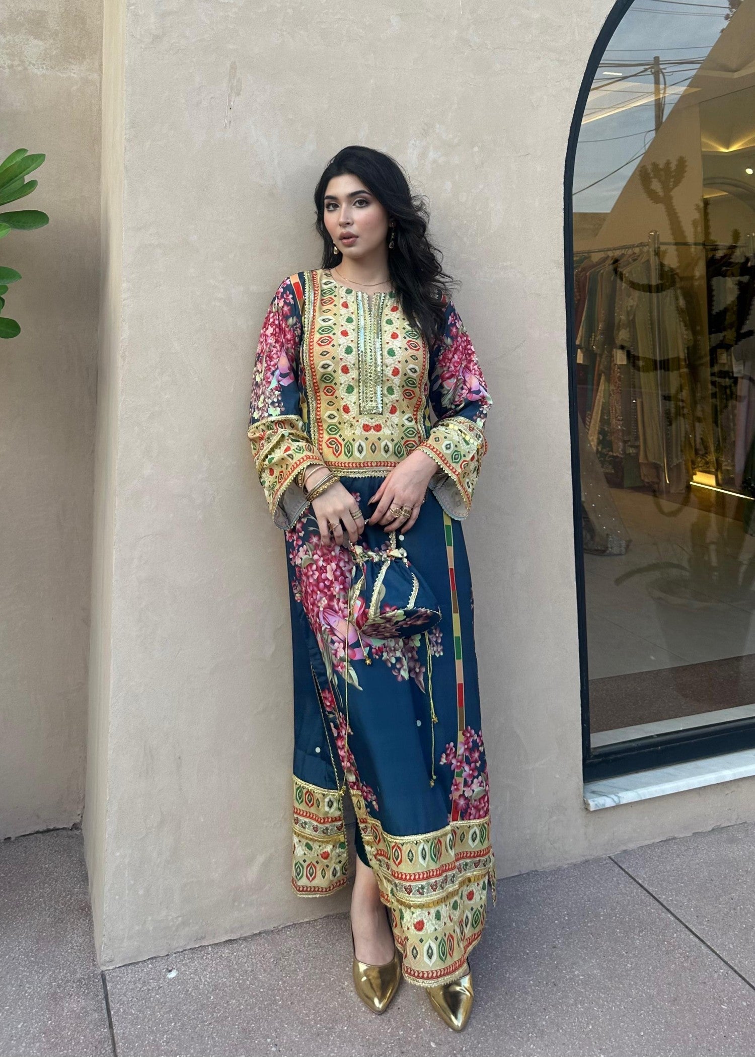 silk crepe Kurti in Multi