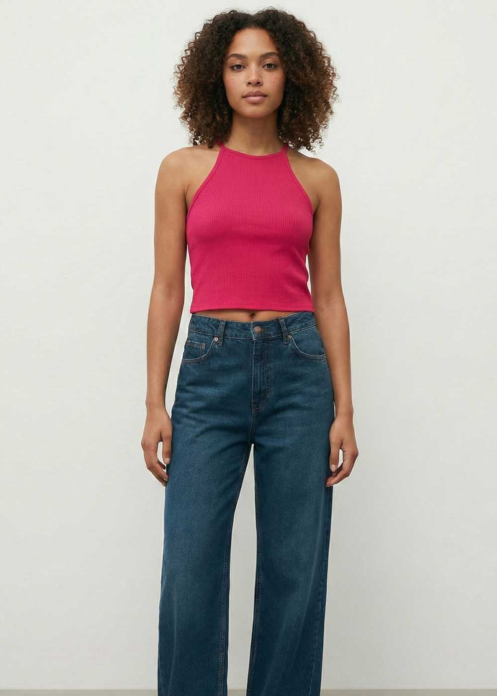 cotton jersey Tank Top in Shocking pink