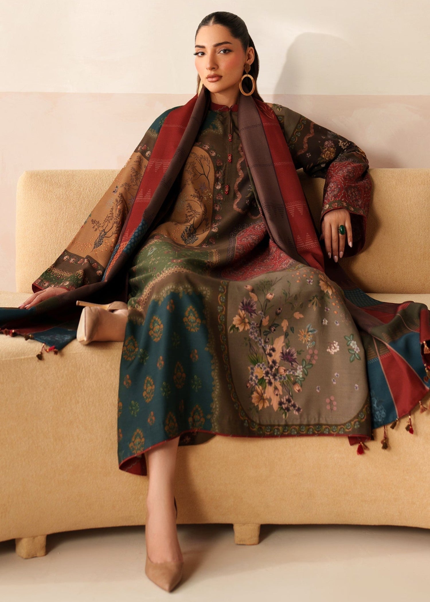grip Kurta Set in Coffee brown