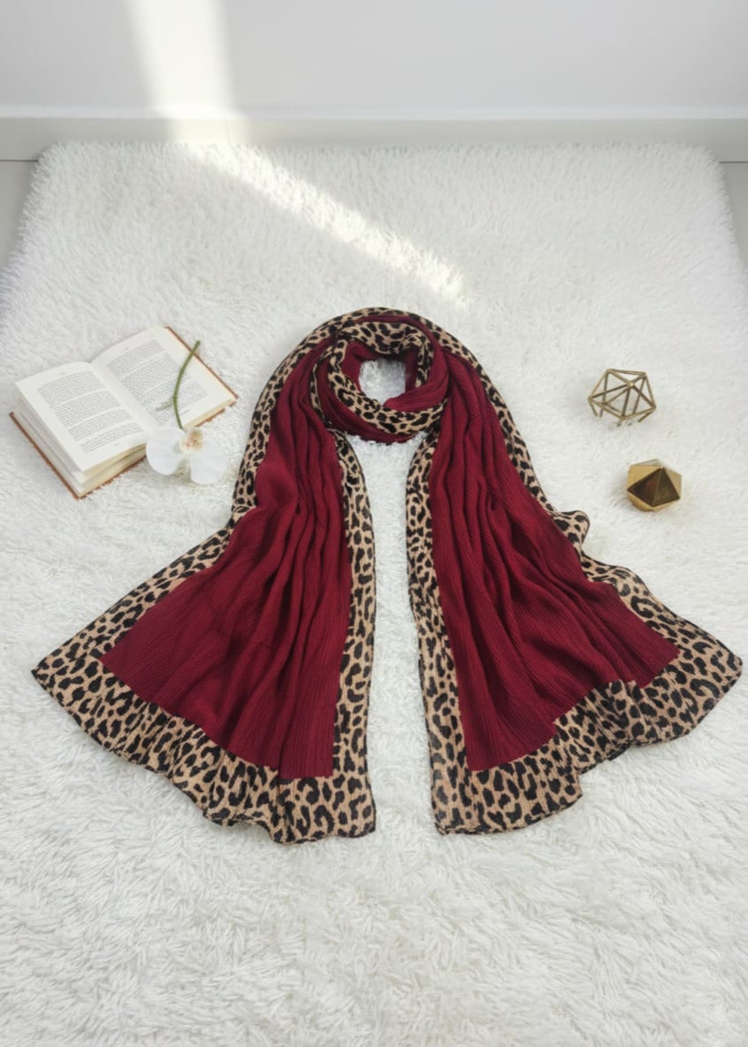 ribbed lawn Hijab in Maroon