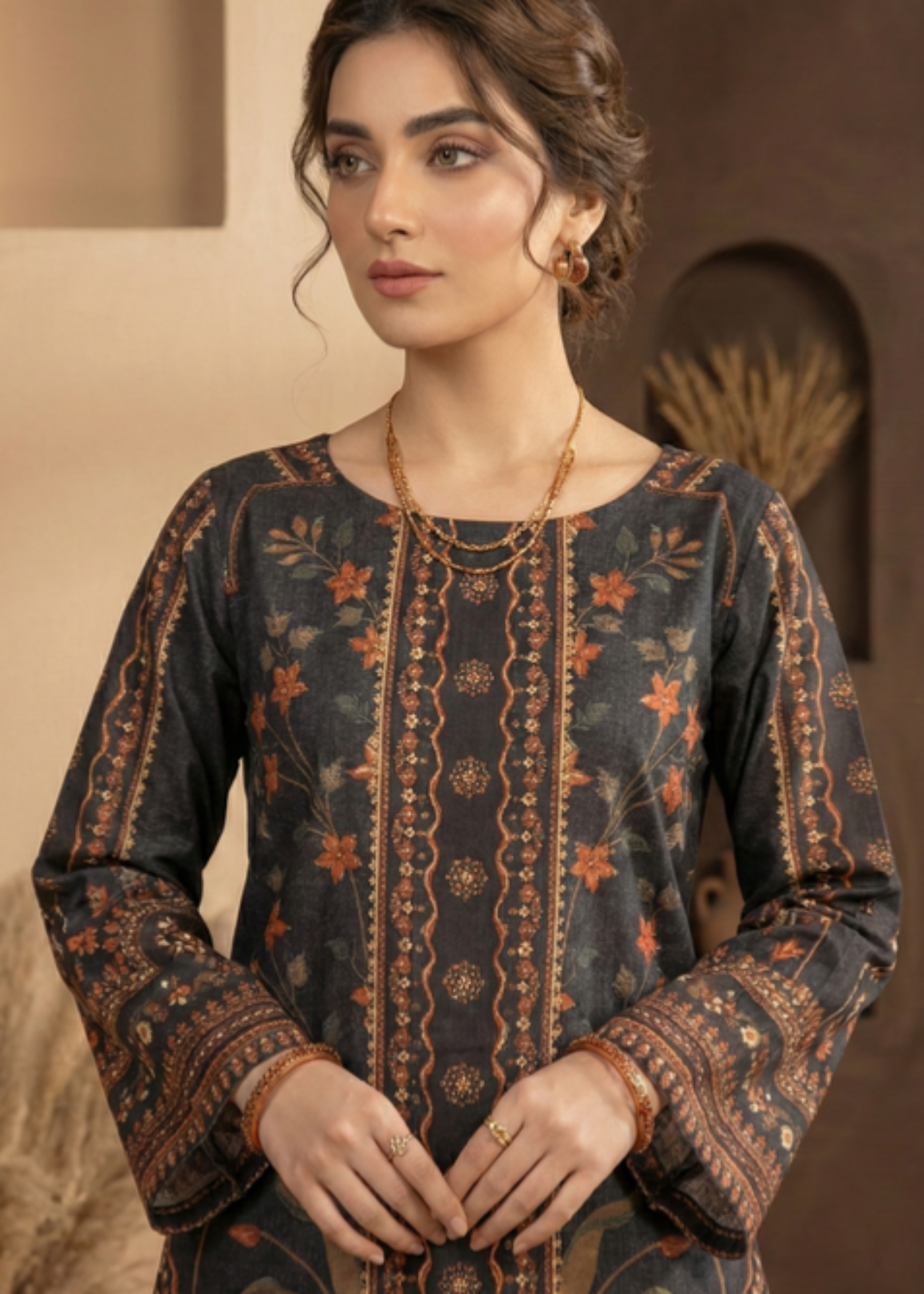 cotton viscose Kurta Set in Jet black