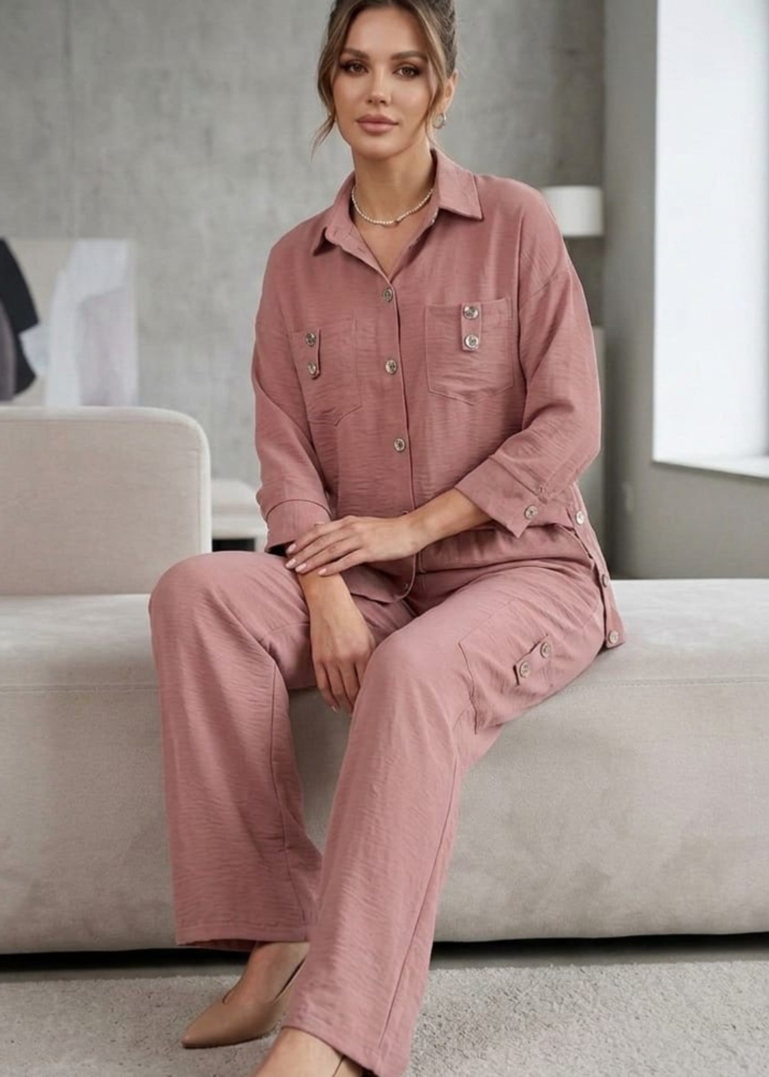 cotton jersey Co Ord Sets in Rose pink