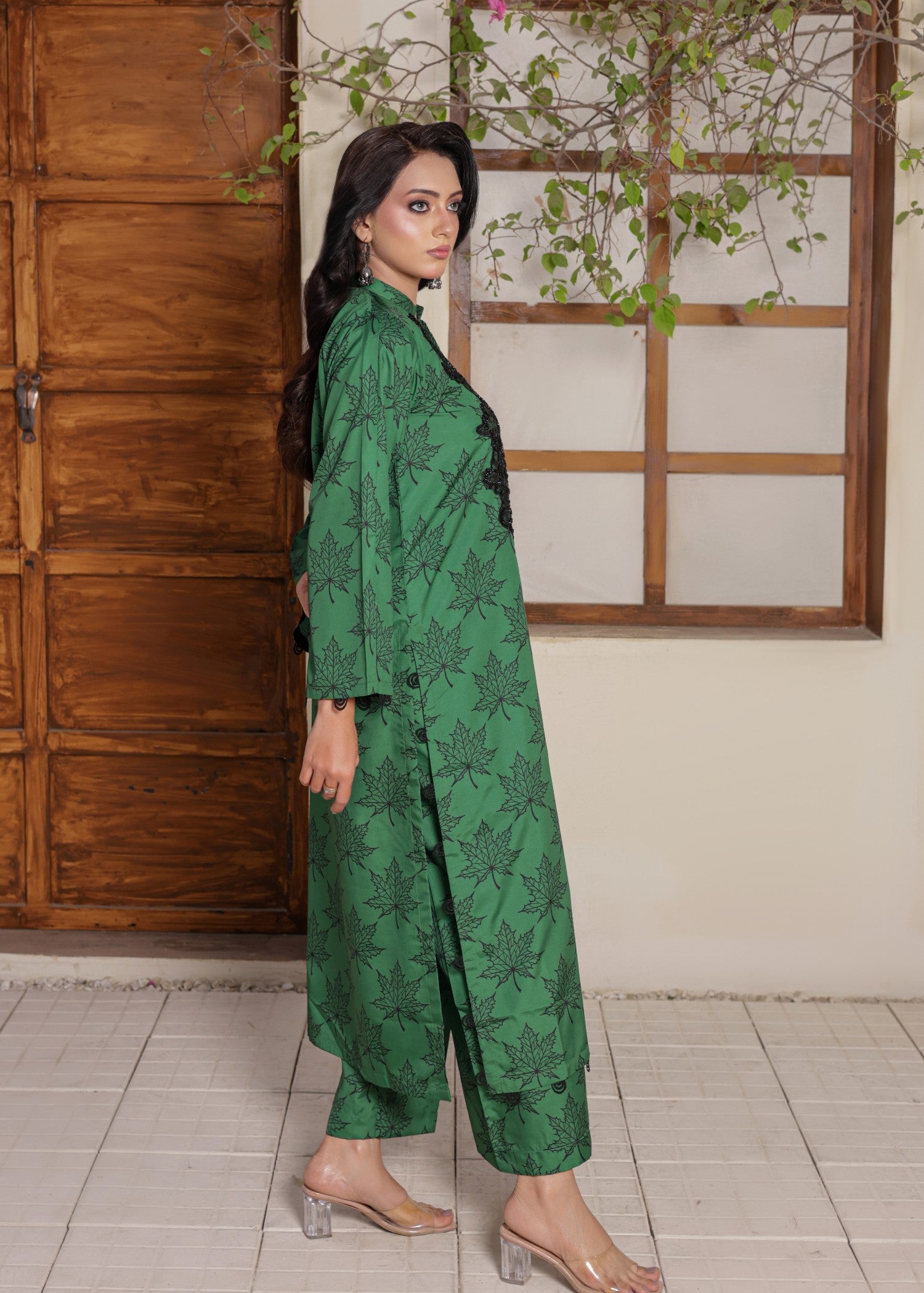 crepe silk Co Ord Sets in Green