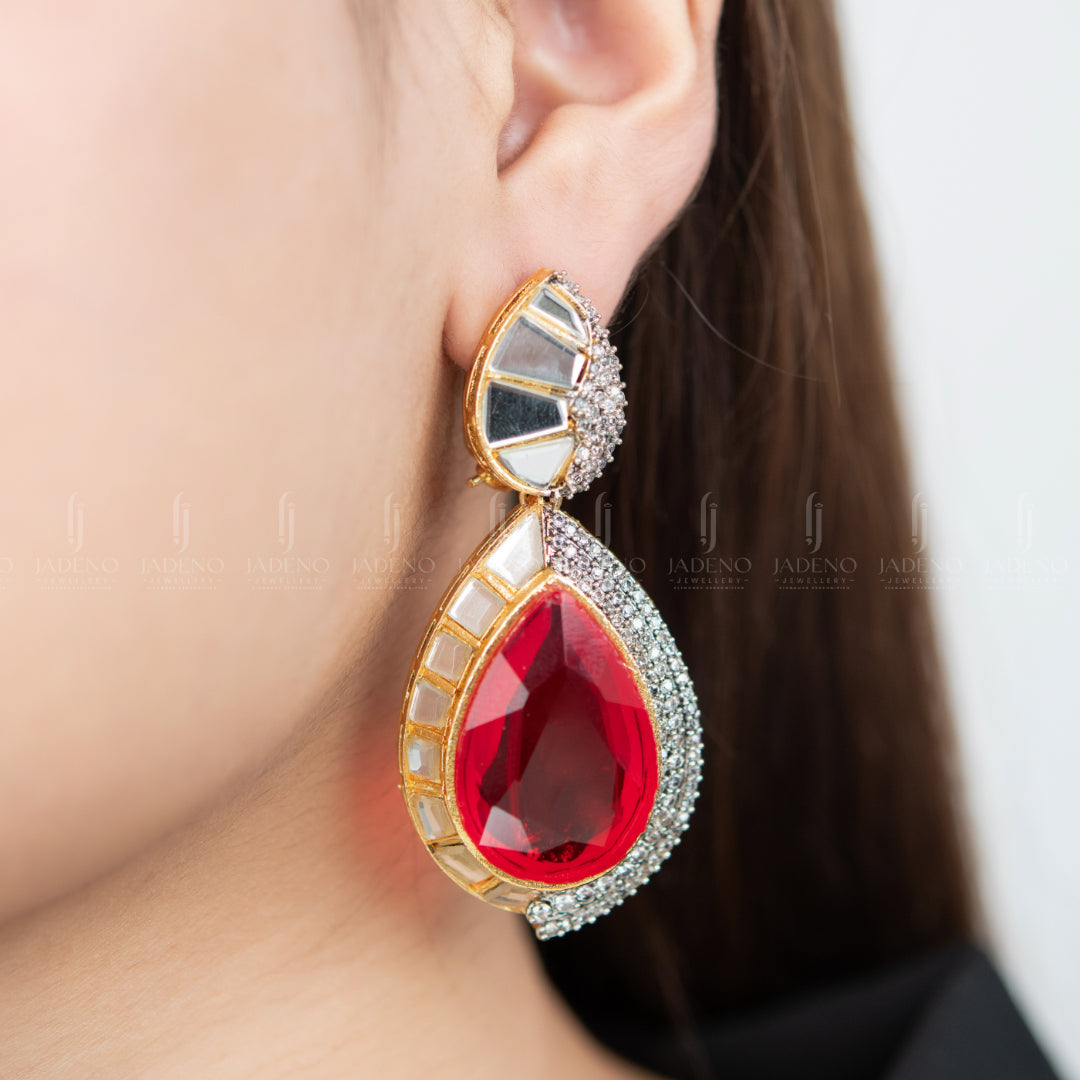 Earrings in Ruby red Color by - Trendy Women Earrings IEW8693