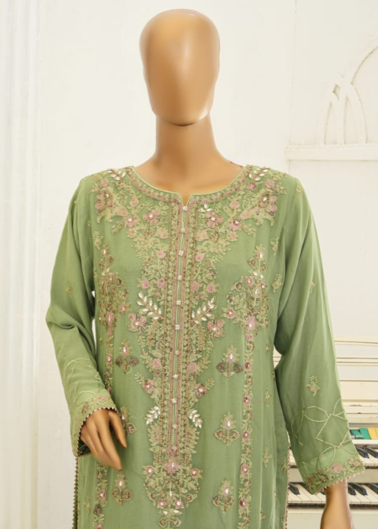 chiffon Sharara in Apple green