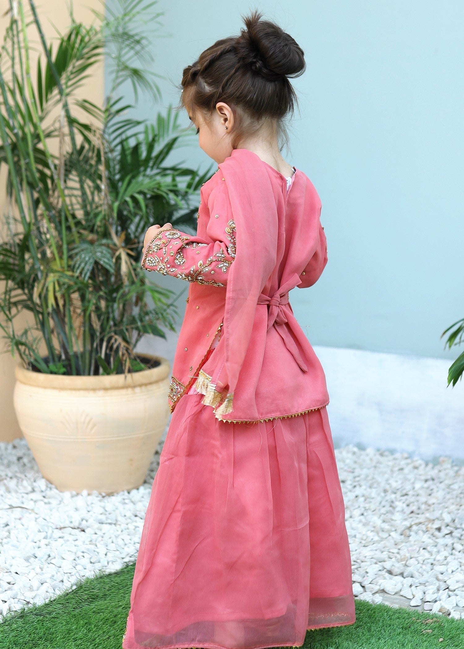 chiffon Lehenga in Cotton candy pink