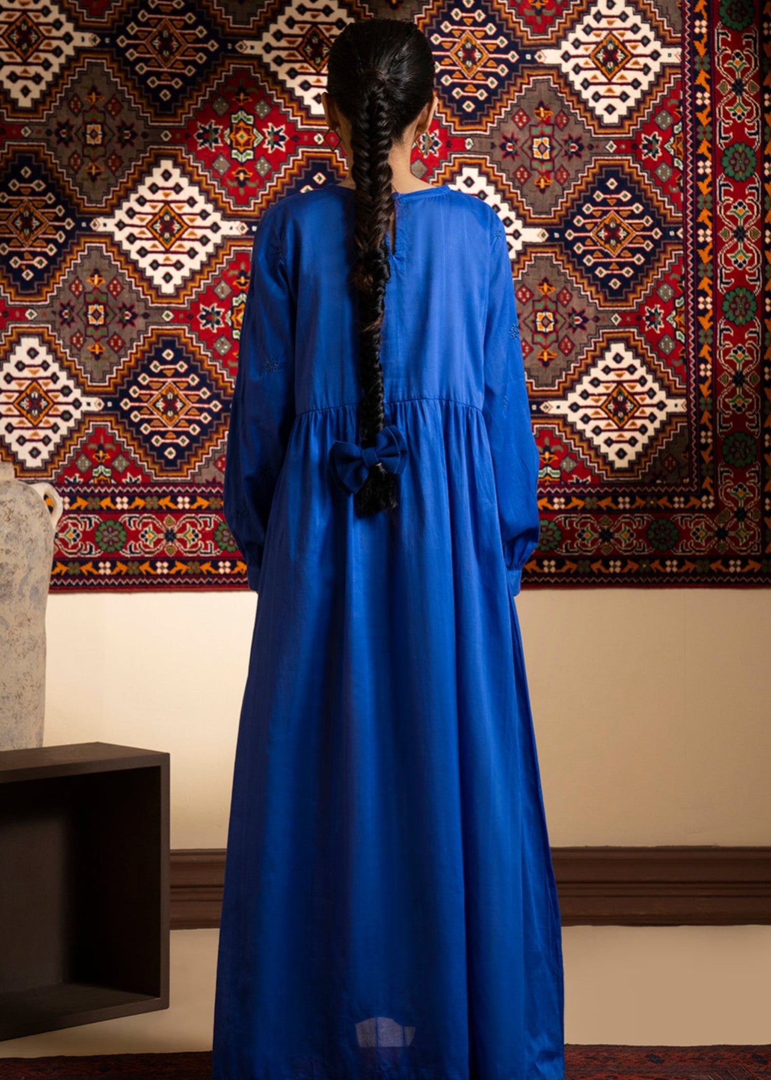 textured lawn Maxi in Blue