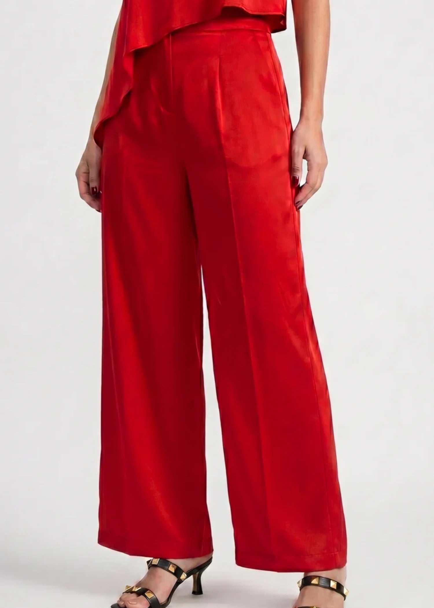 cotton silk Trousers in Red