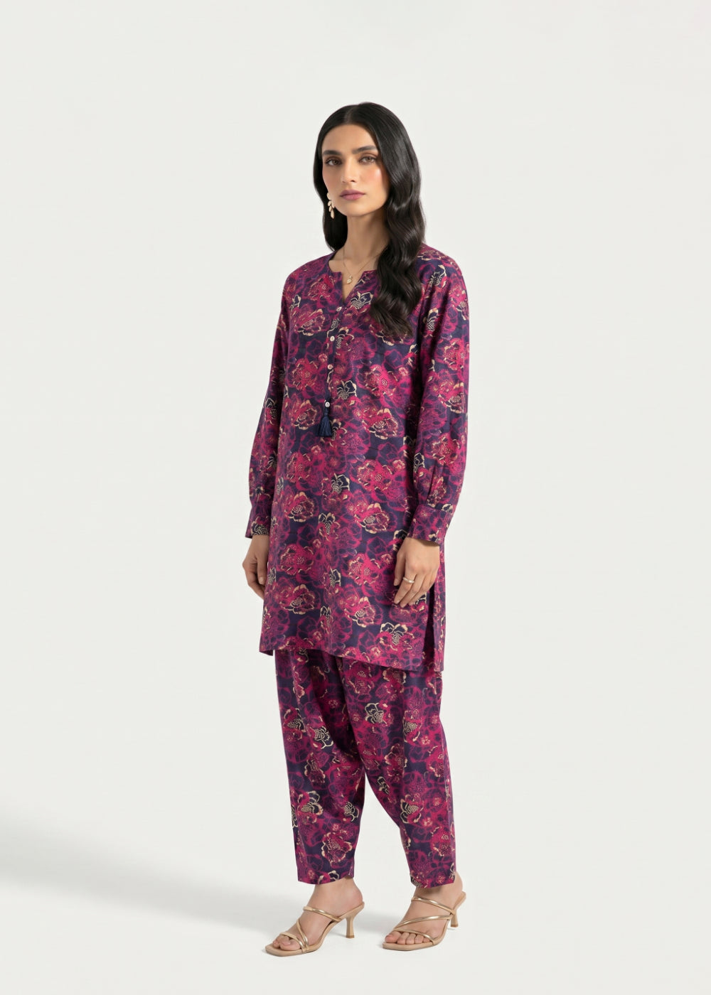 lawn Kurti in Fuchsia