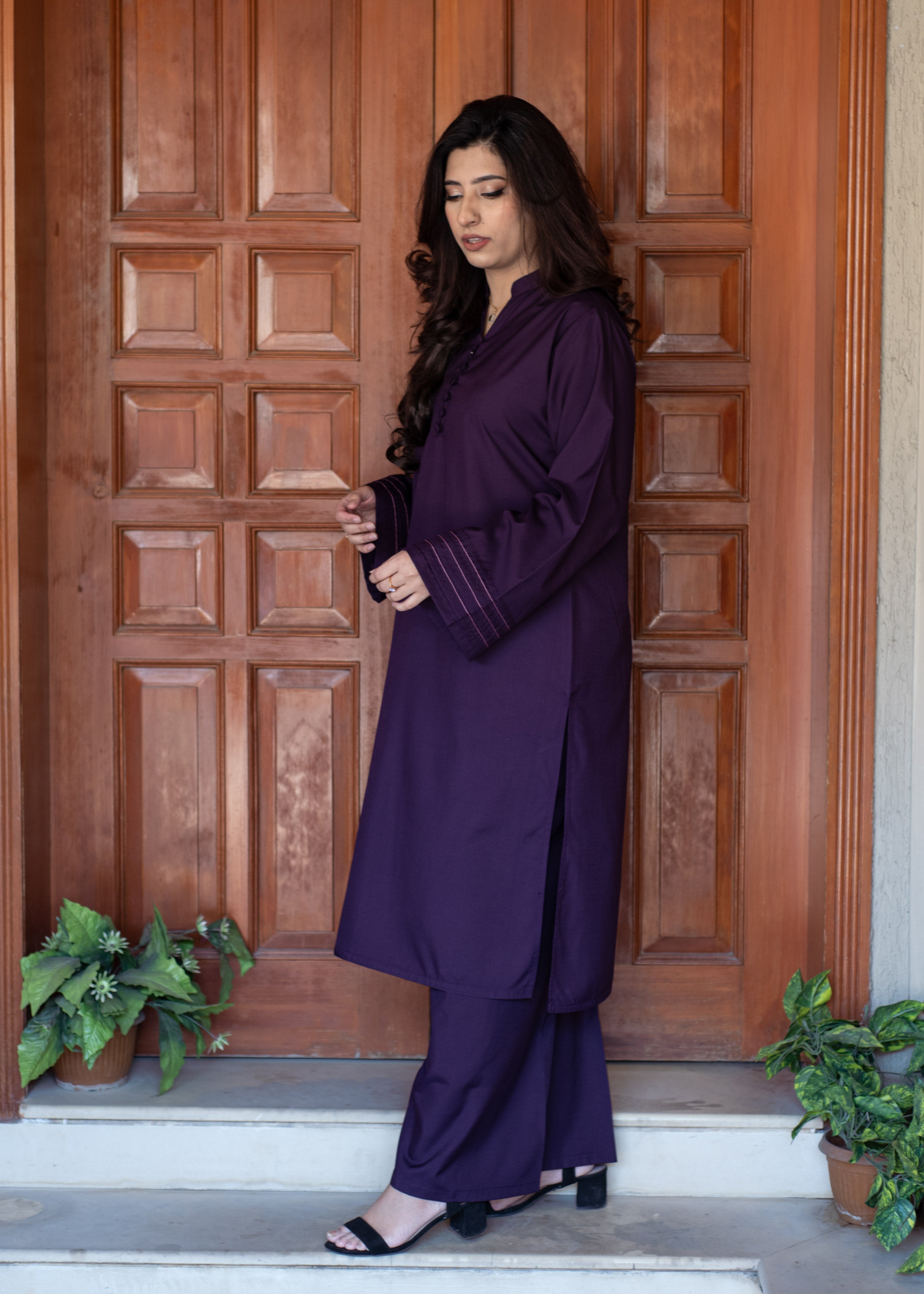 wash & wear Kurta Set in Purple