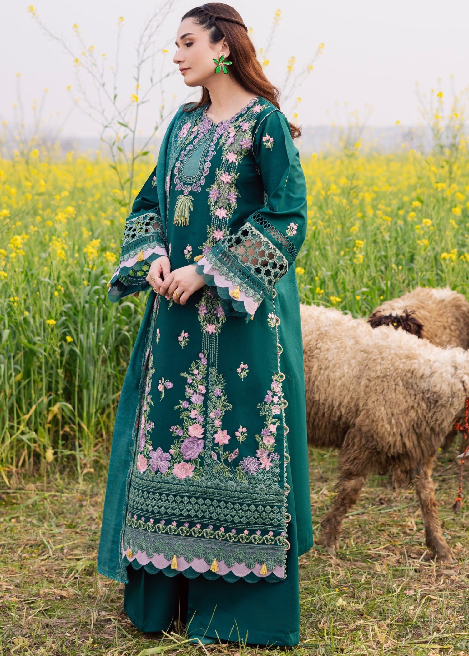 lawn Unstitched in Jade green