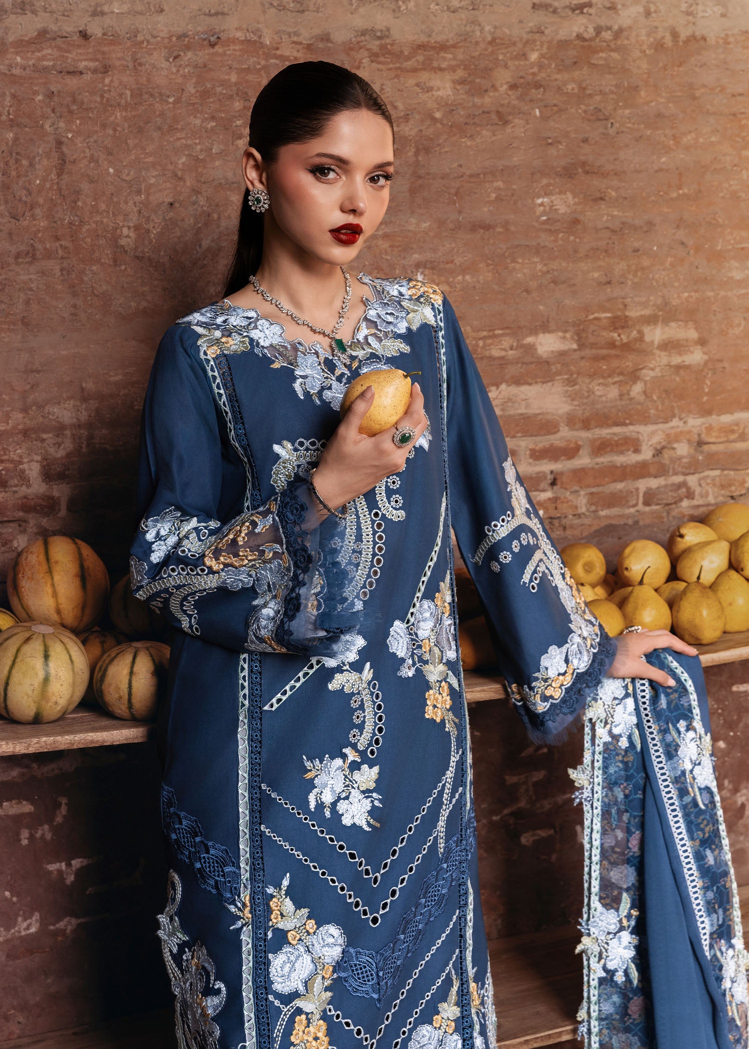 lawn Kurta Set in Blue