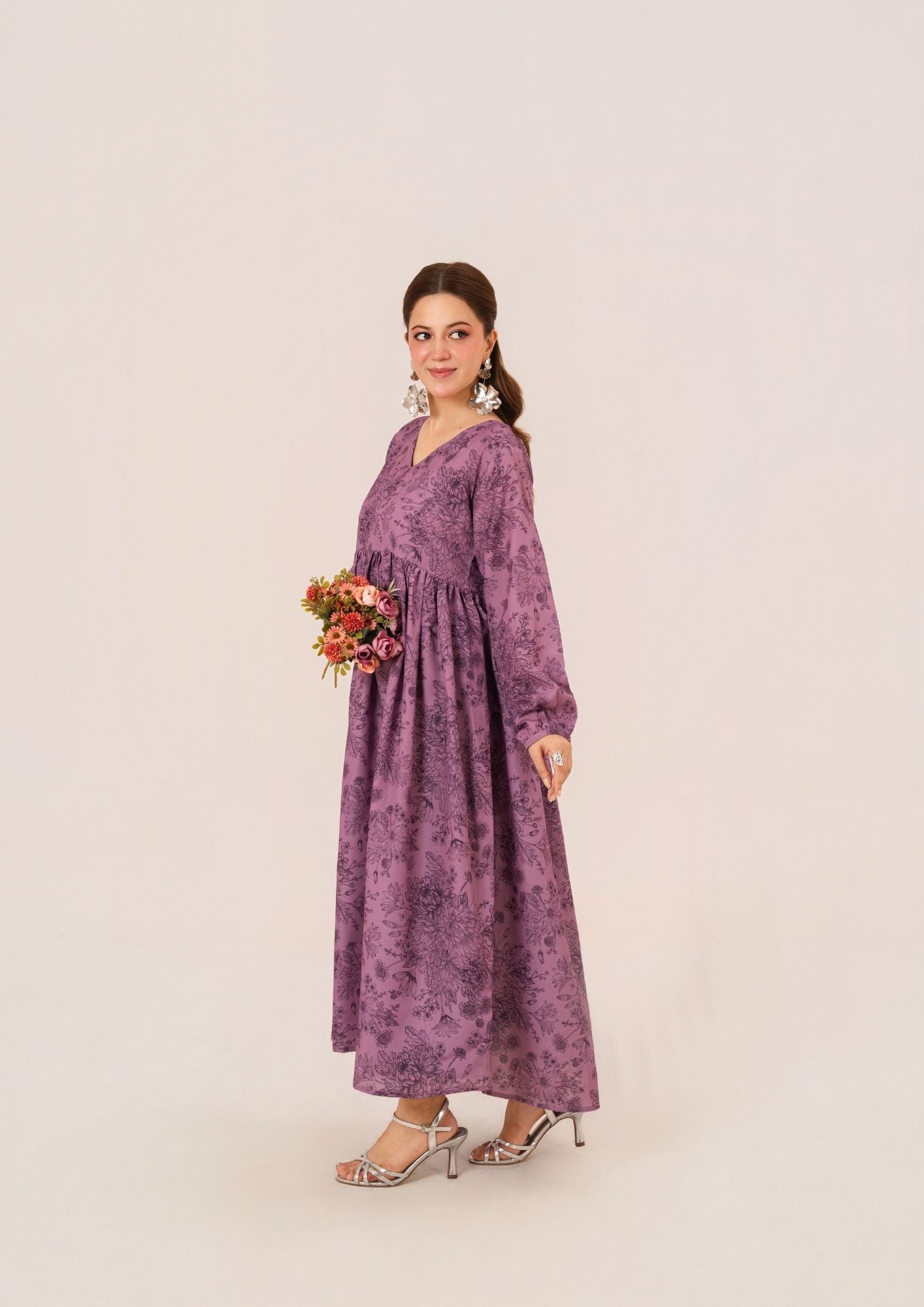 arabic lawn Maxi in Mauve