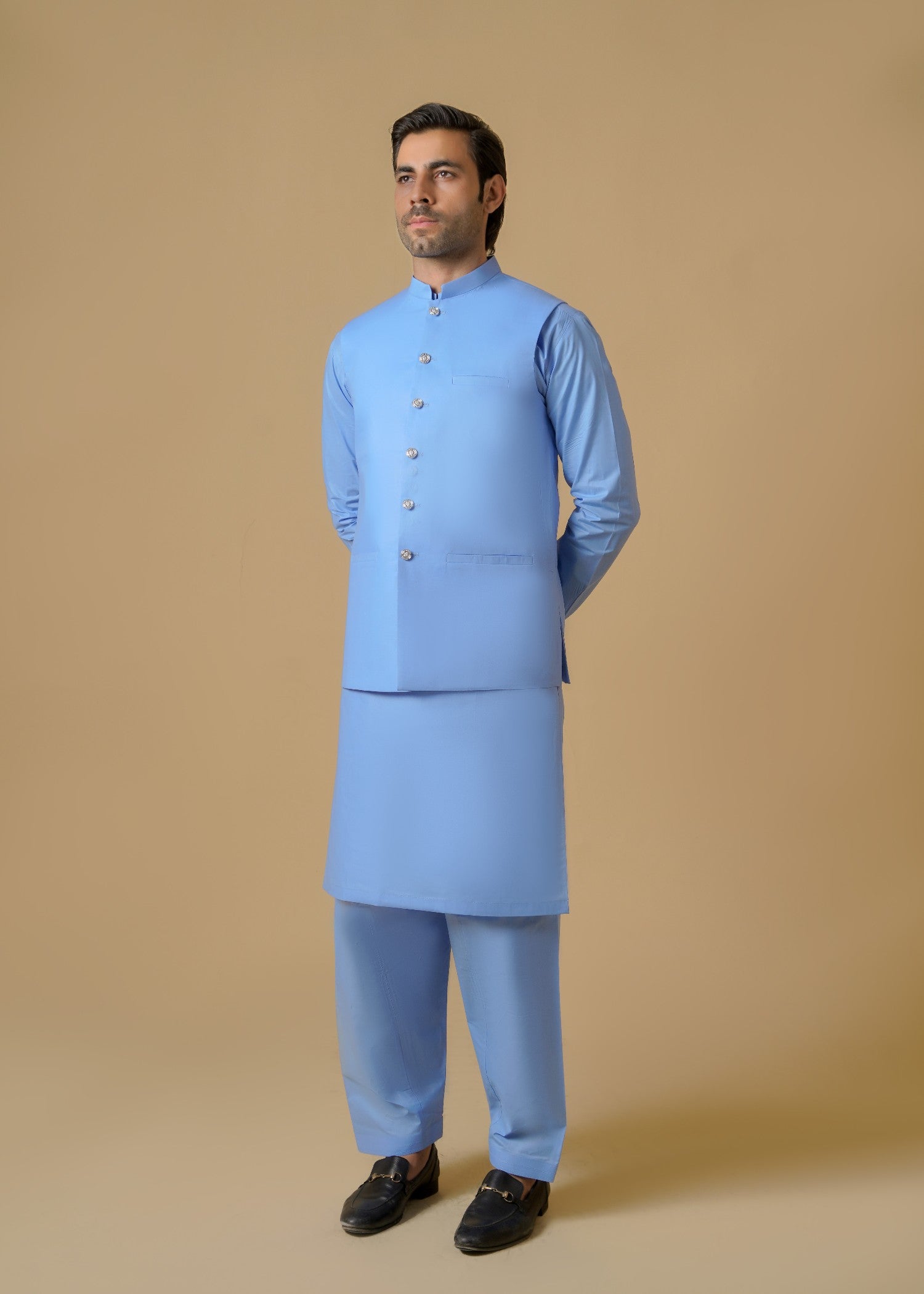 cotton Waistcoat in Sky