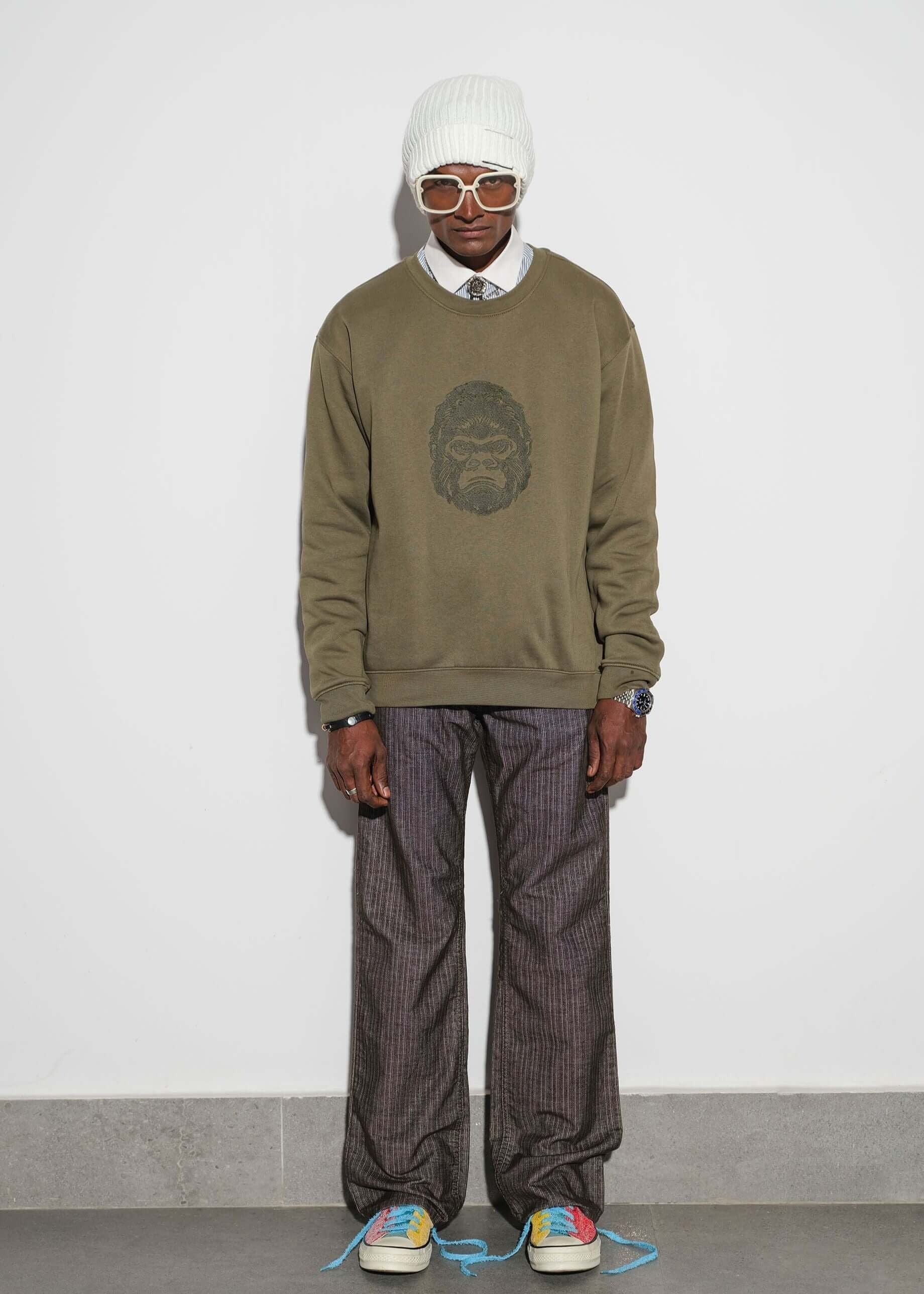 fleece Sweatshirt in Sage green