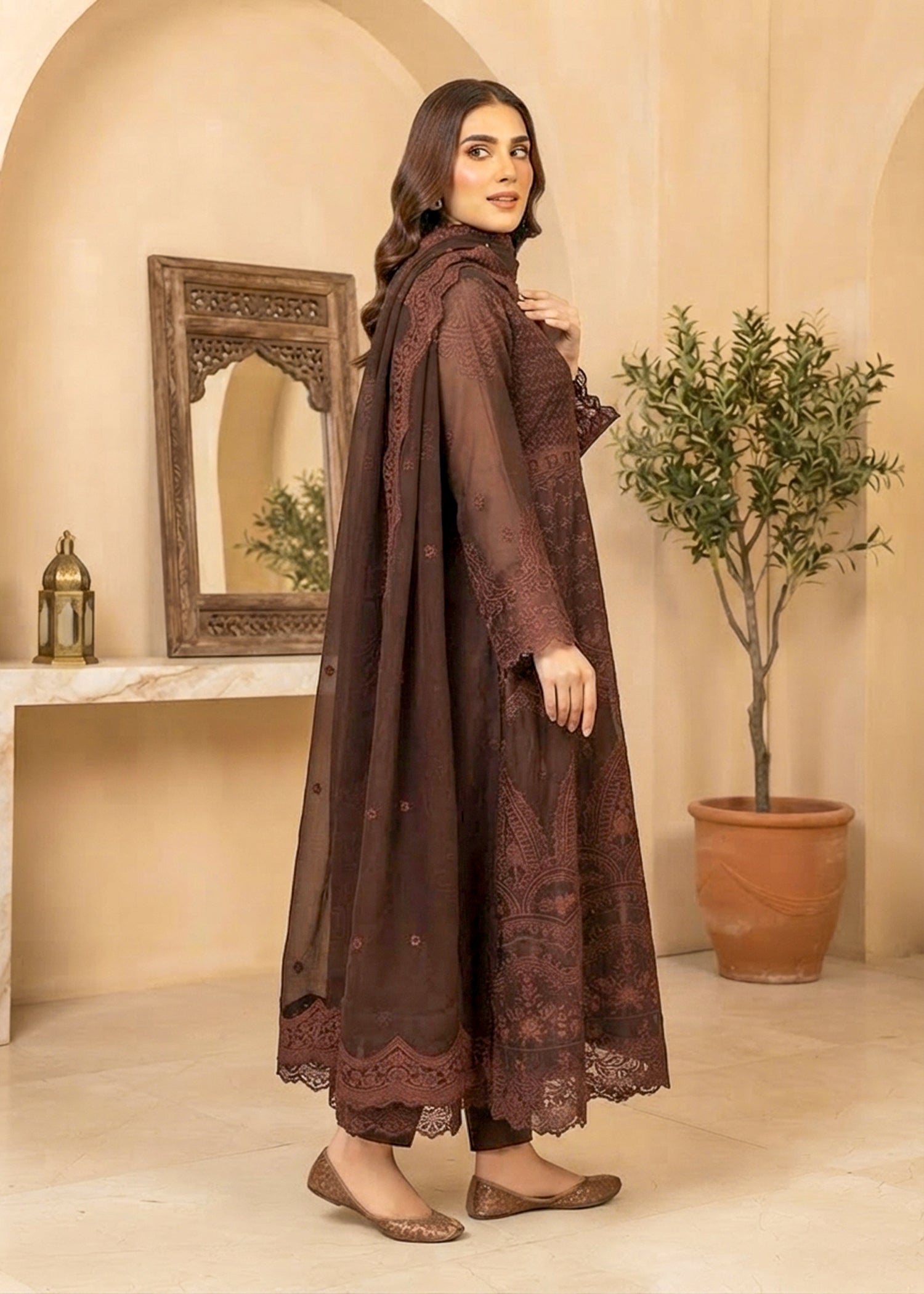 chiffon Maxi in Dark brown
