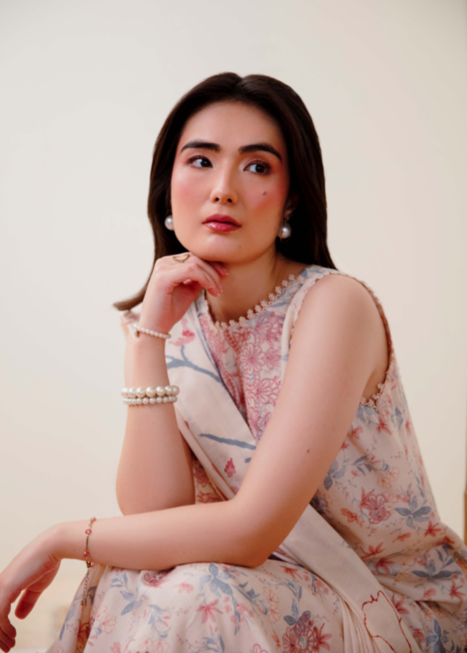 karandi Kurta Set in Floral white