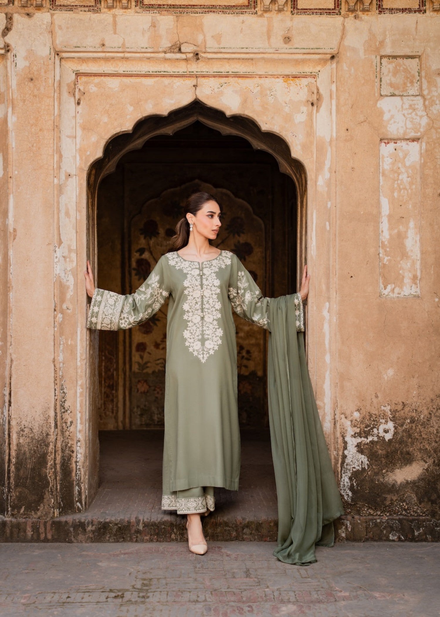 linen Kurta Set in Navy blue