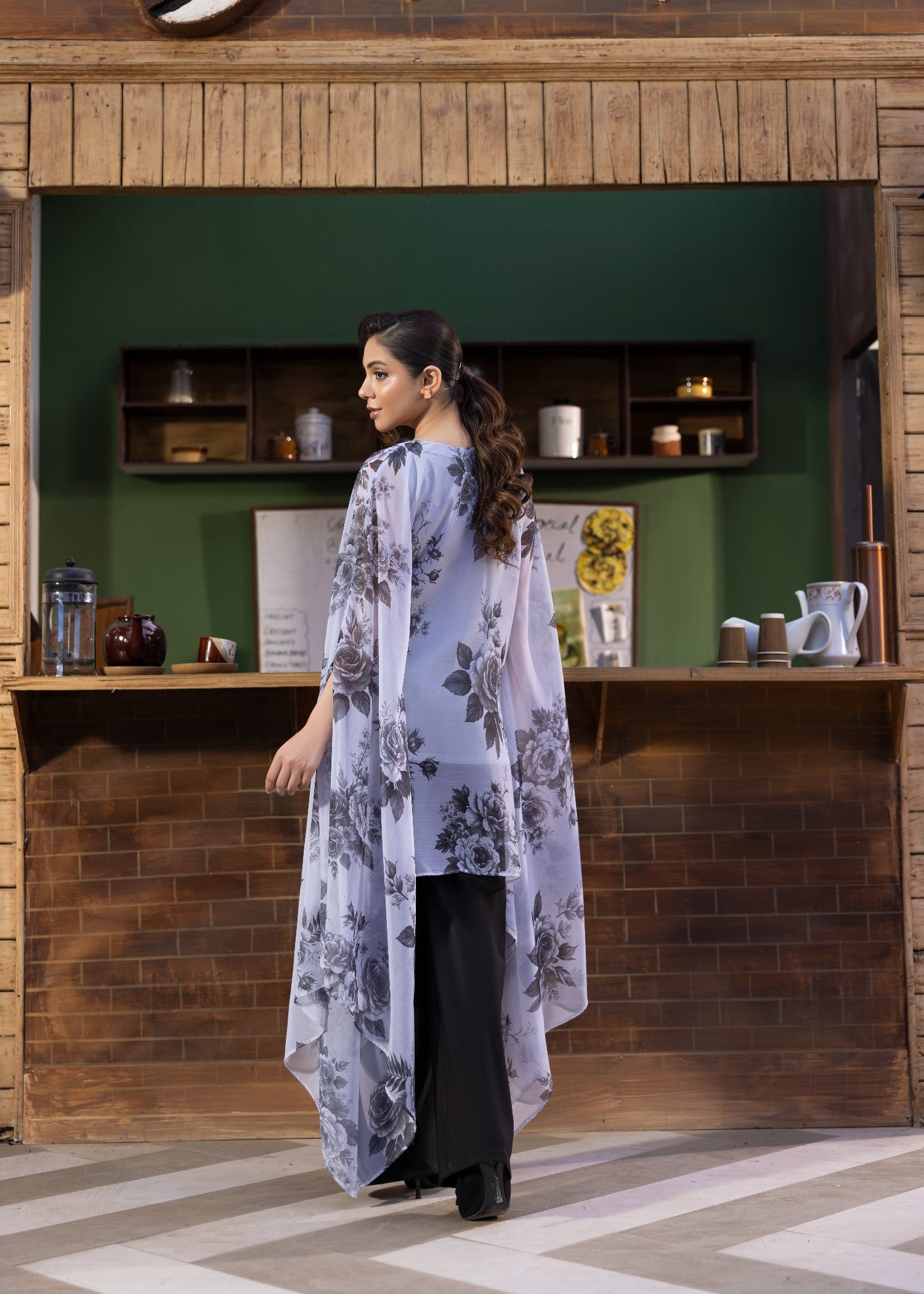 chiffon Kaftan in Ice blue