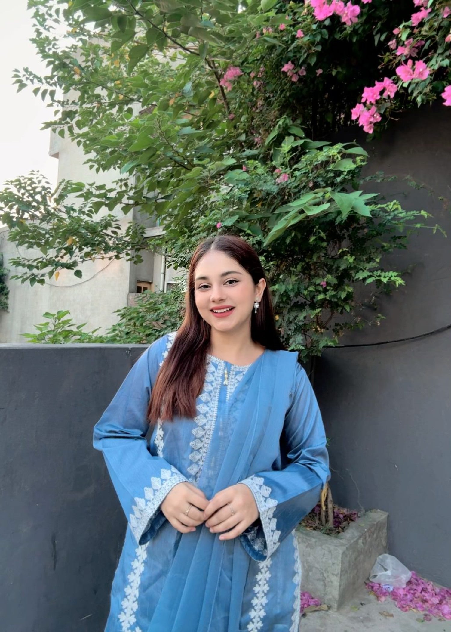raw silk Kurta Set in Sky blue