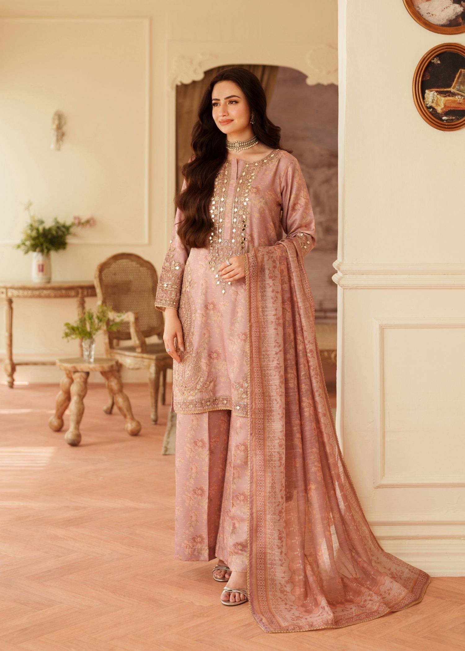 viscose Kurta Set in Baby pink