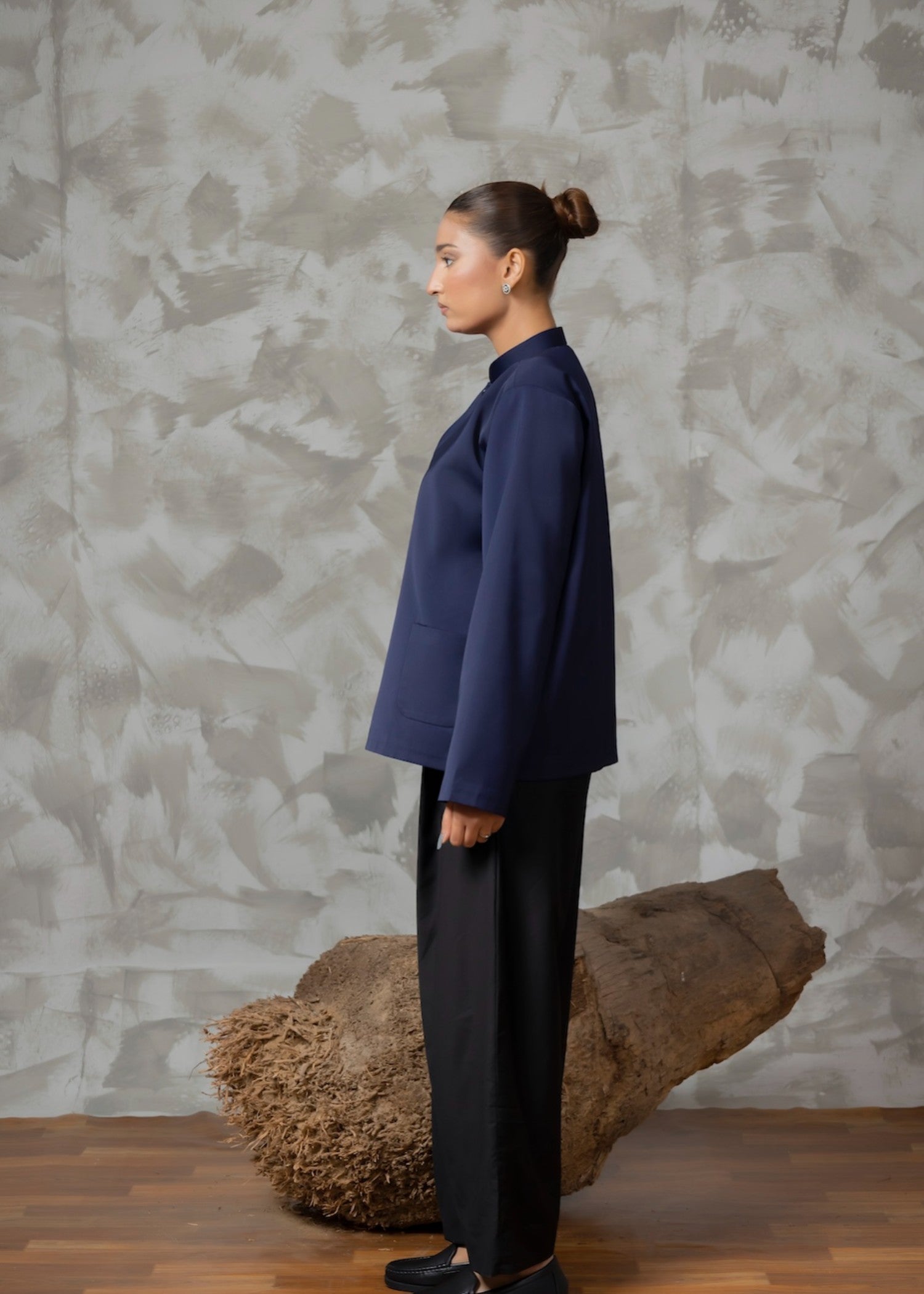 twill cotton Top in Navy blue