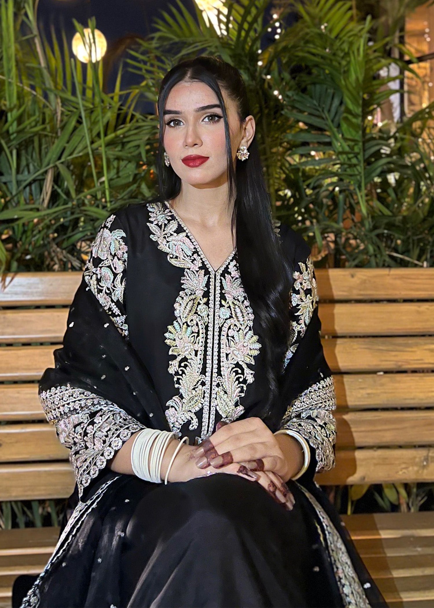 khaddi silk Kurta Set in Black