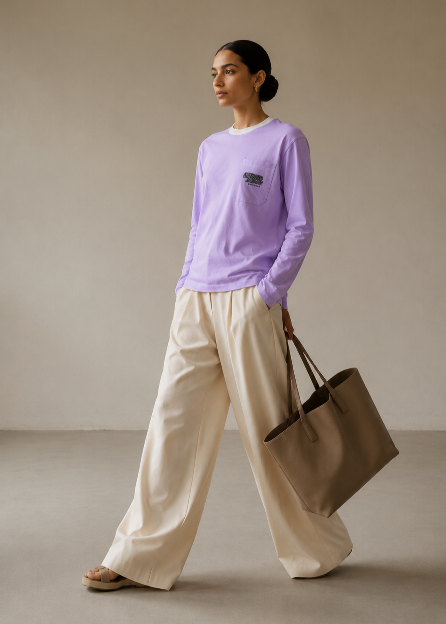 cotton jersey T Shirt in Lilac