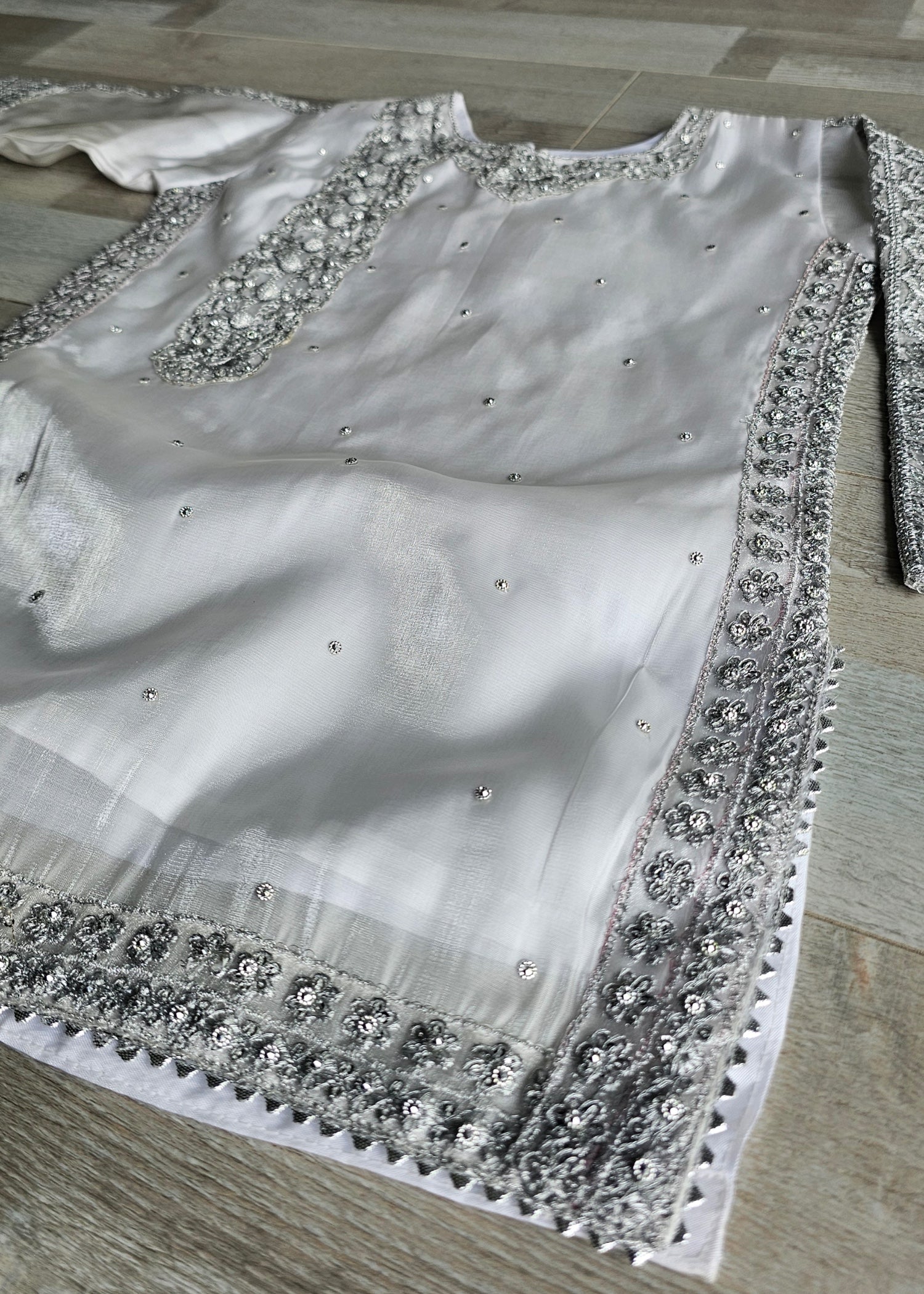 tissue silk Kurta Set in Ivory