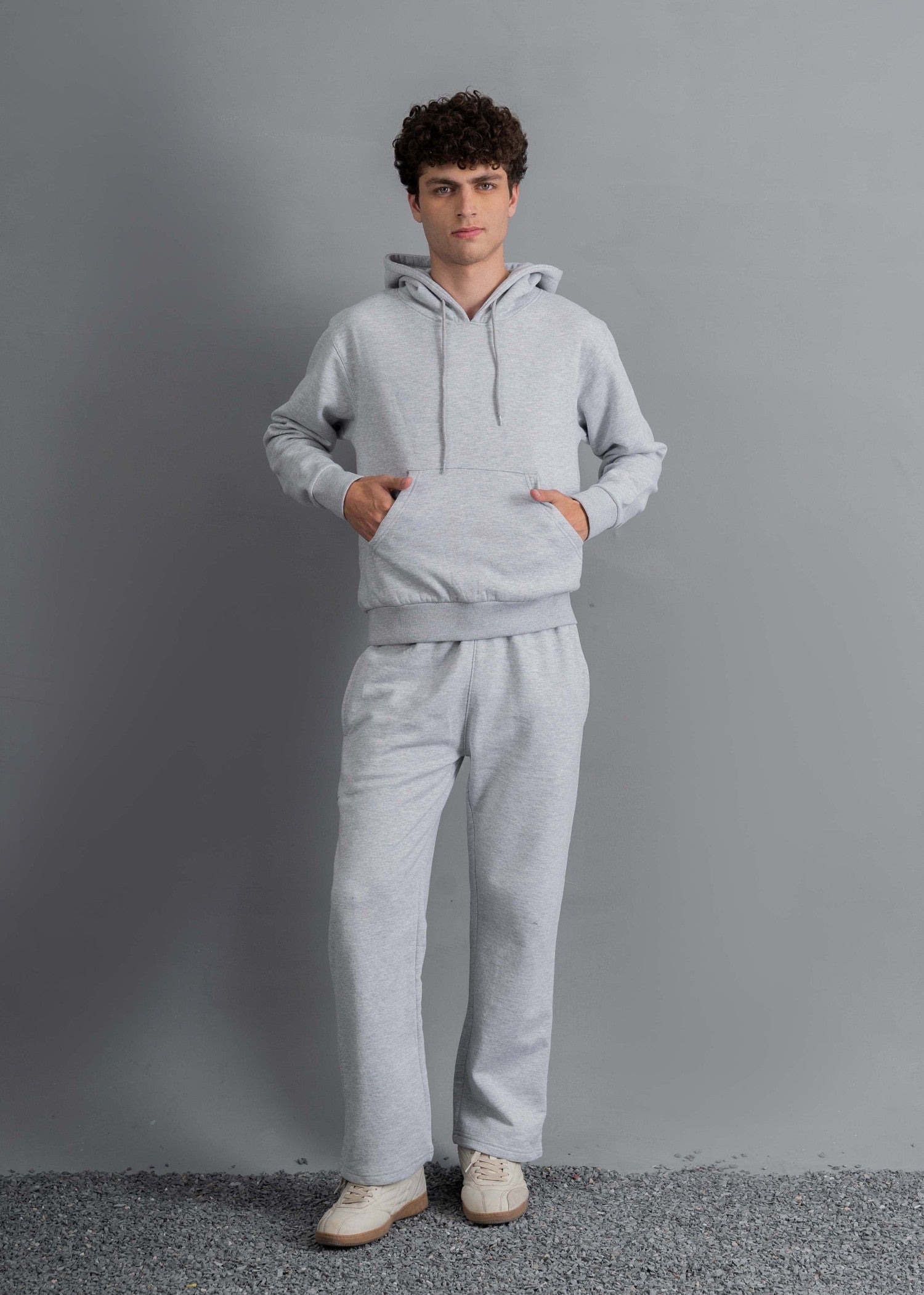 fleece Tracksuit in Ash grey, light blue