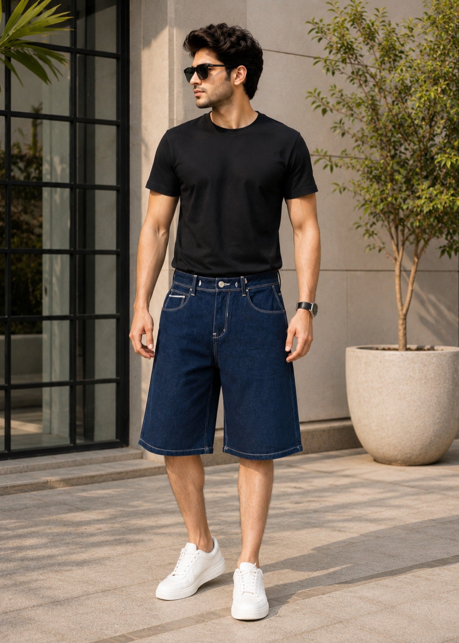 cotton Shorts in Midnight blue