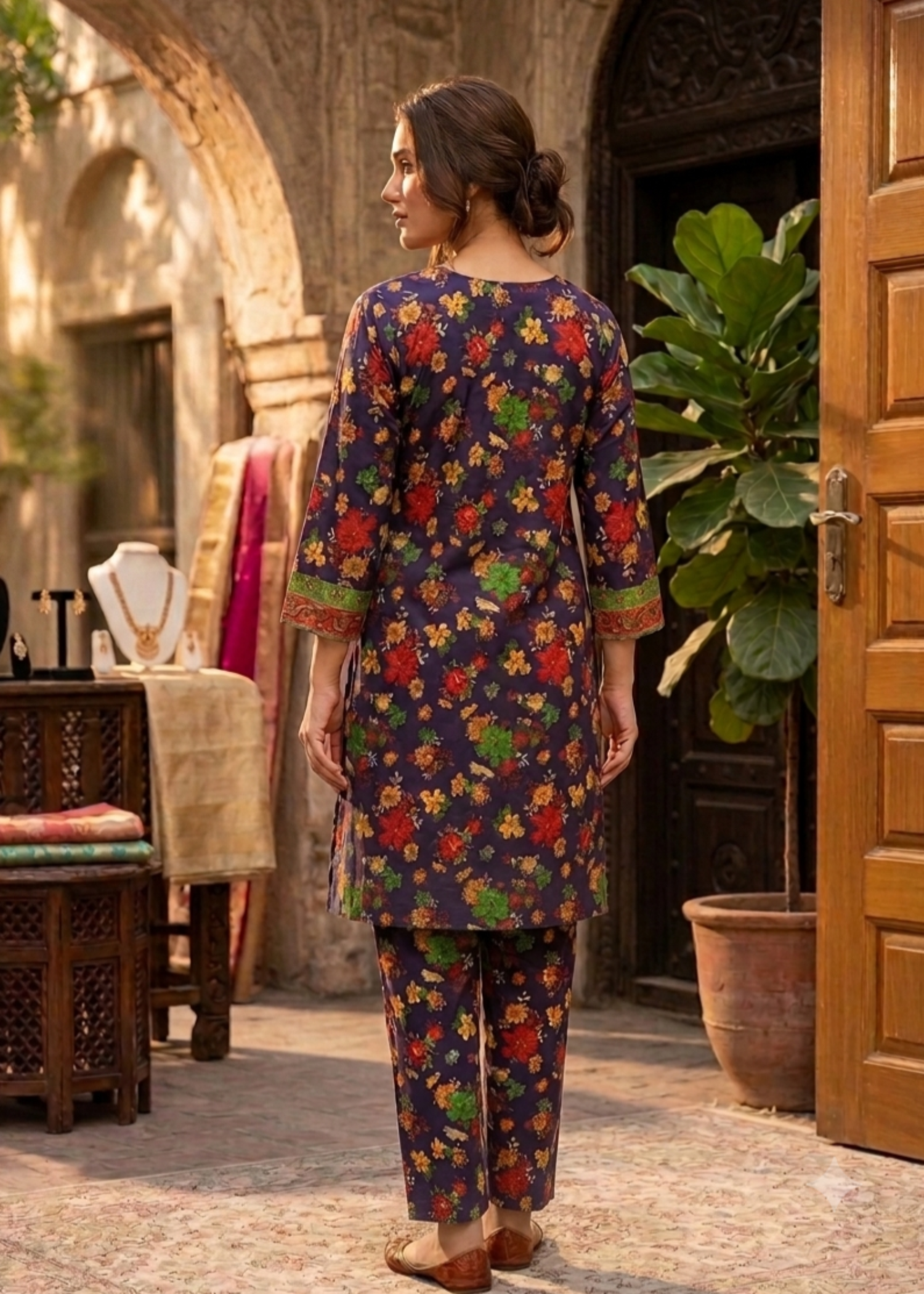 lawn Co Ord Sets in Purple heart