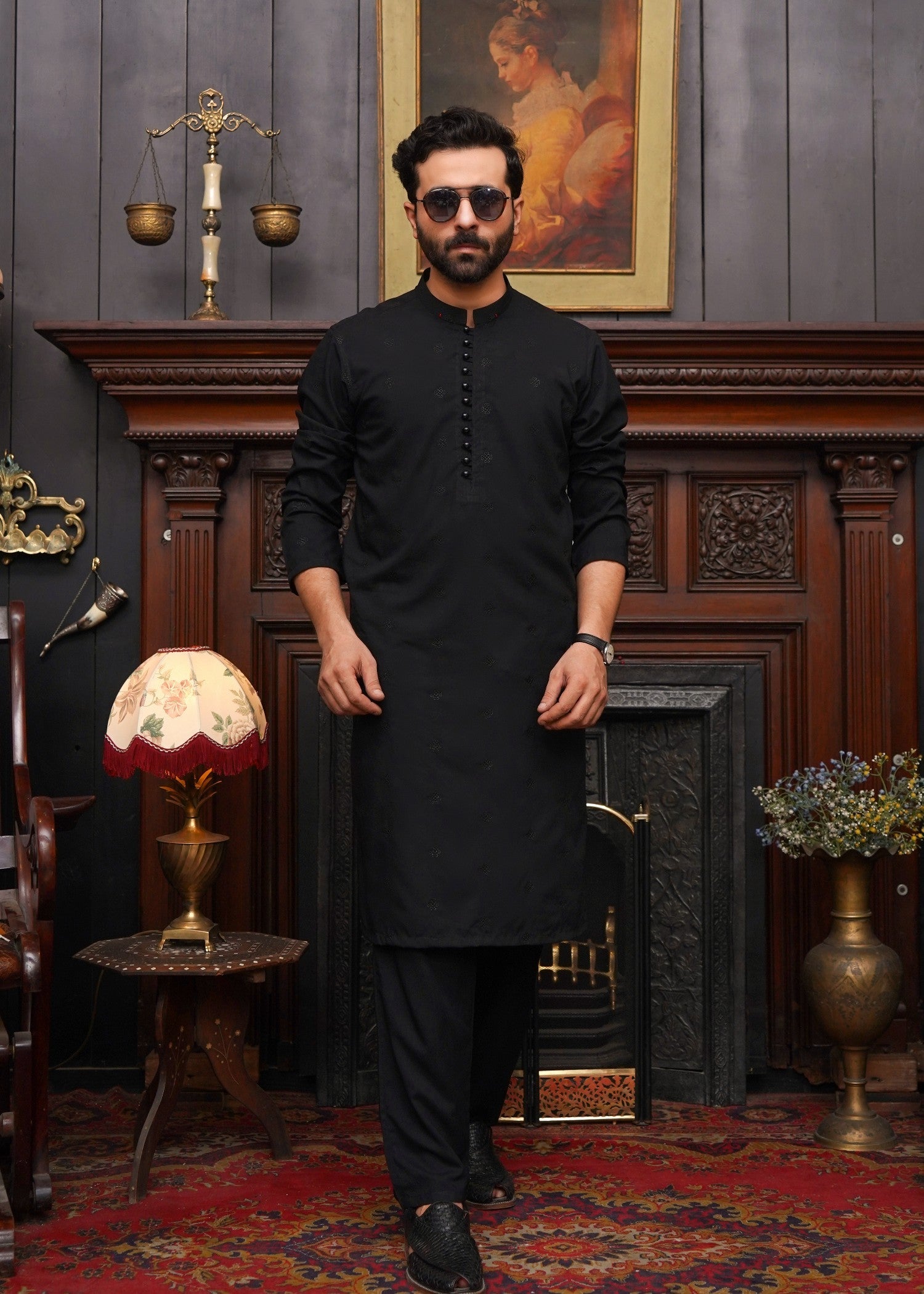 wash & wear Shalwar Kameez in Black by Maqsood Garments