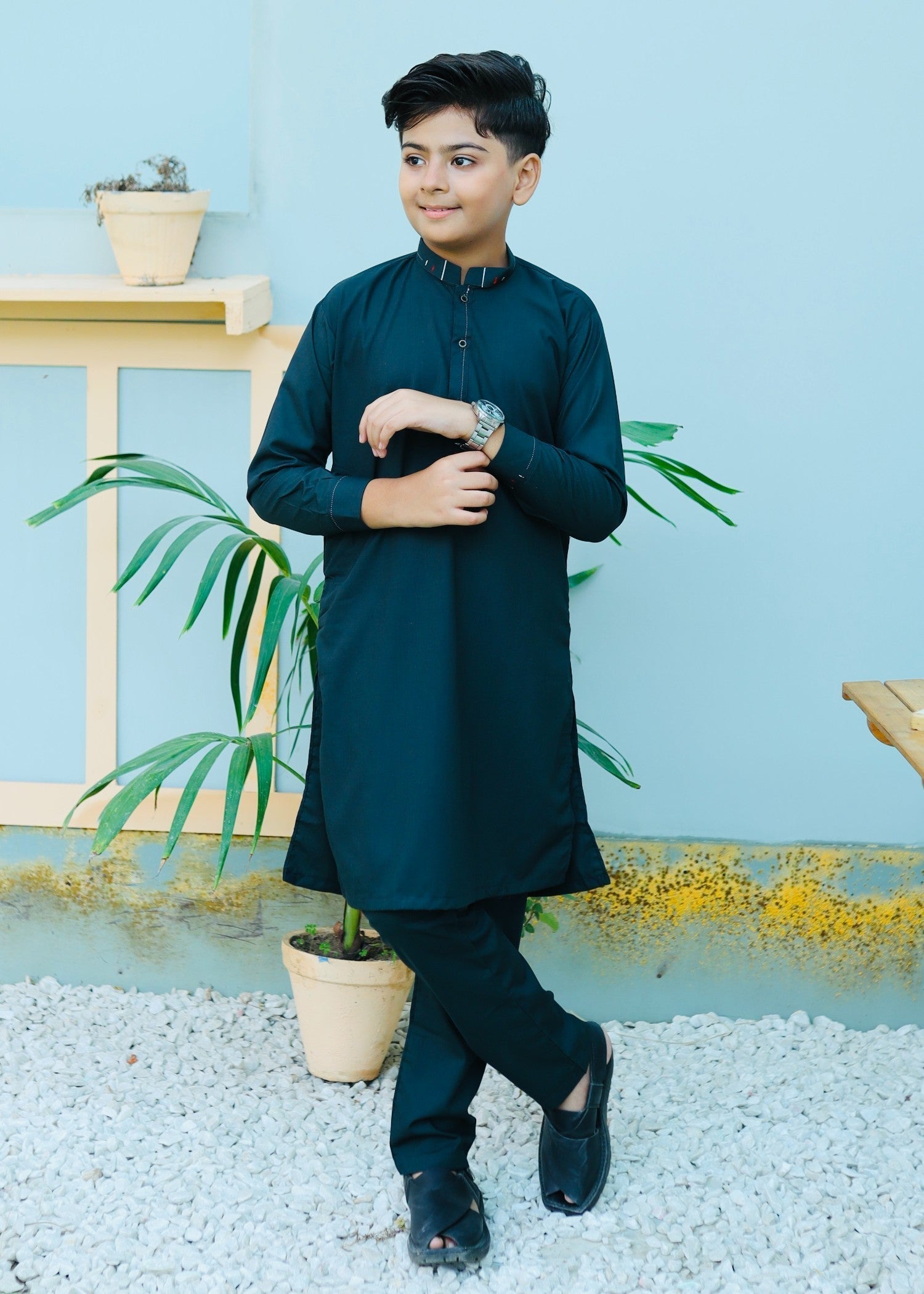 wash & wear Kurta Set in Pine green