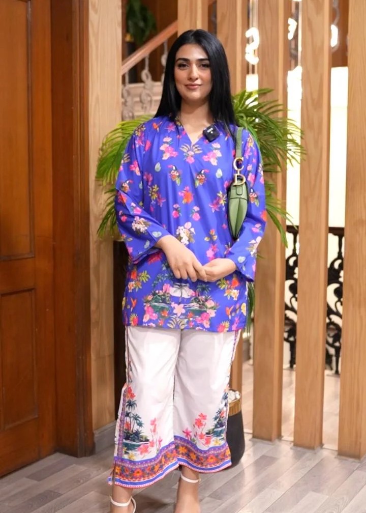 crepe Kurta Set in Blue