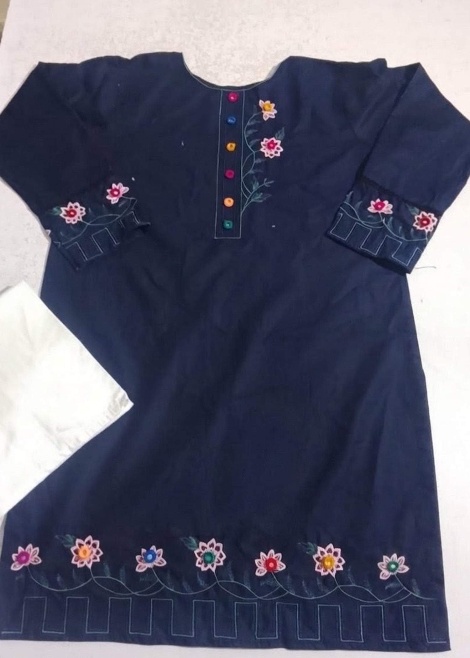 cotton Kurta Set in Dark blue