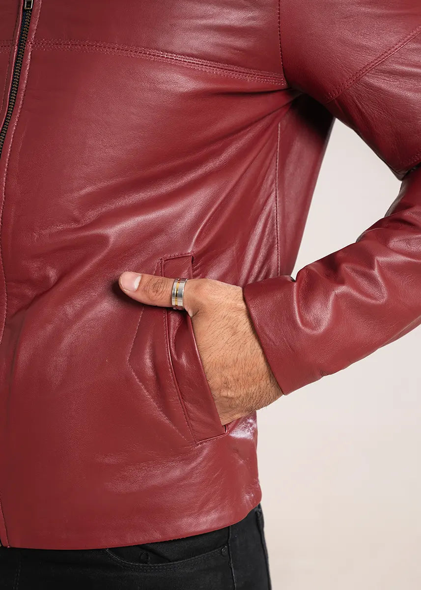 leather Jacket in Maroon