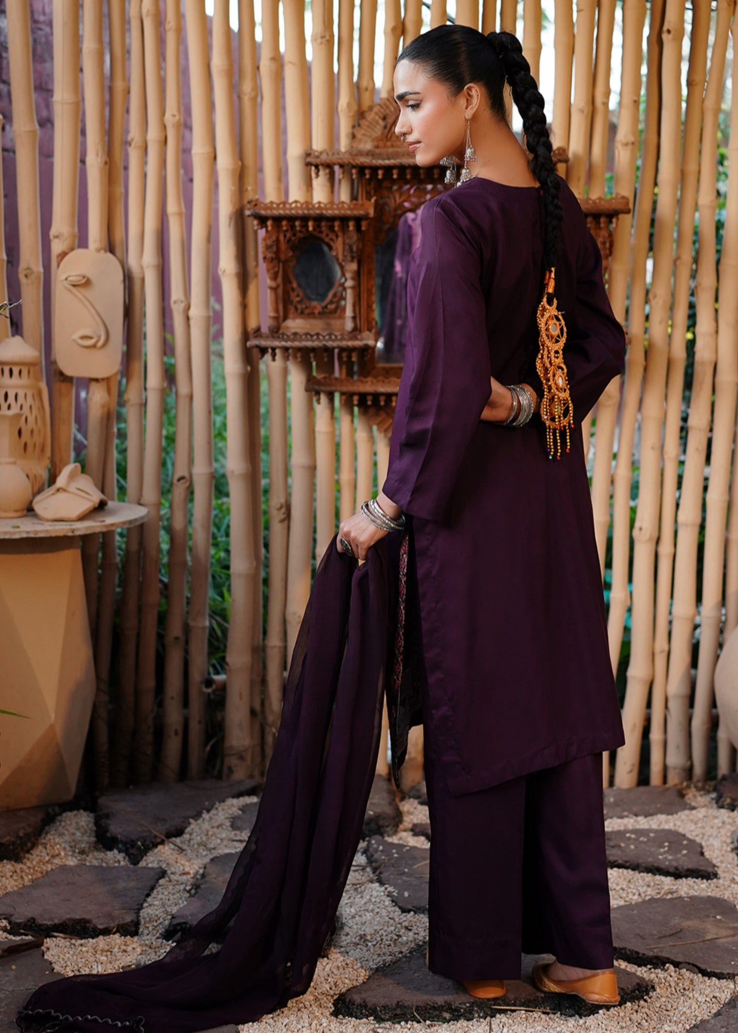 viscose Kurta Set in Plum purple
