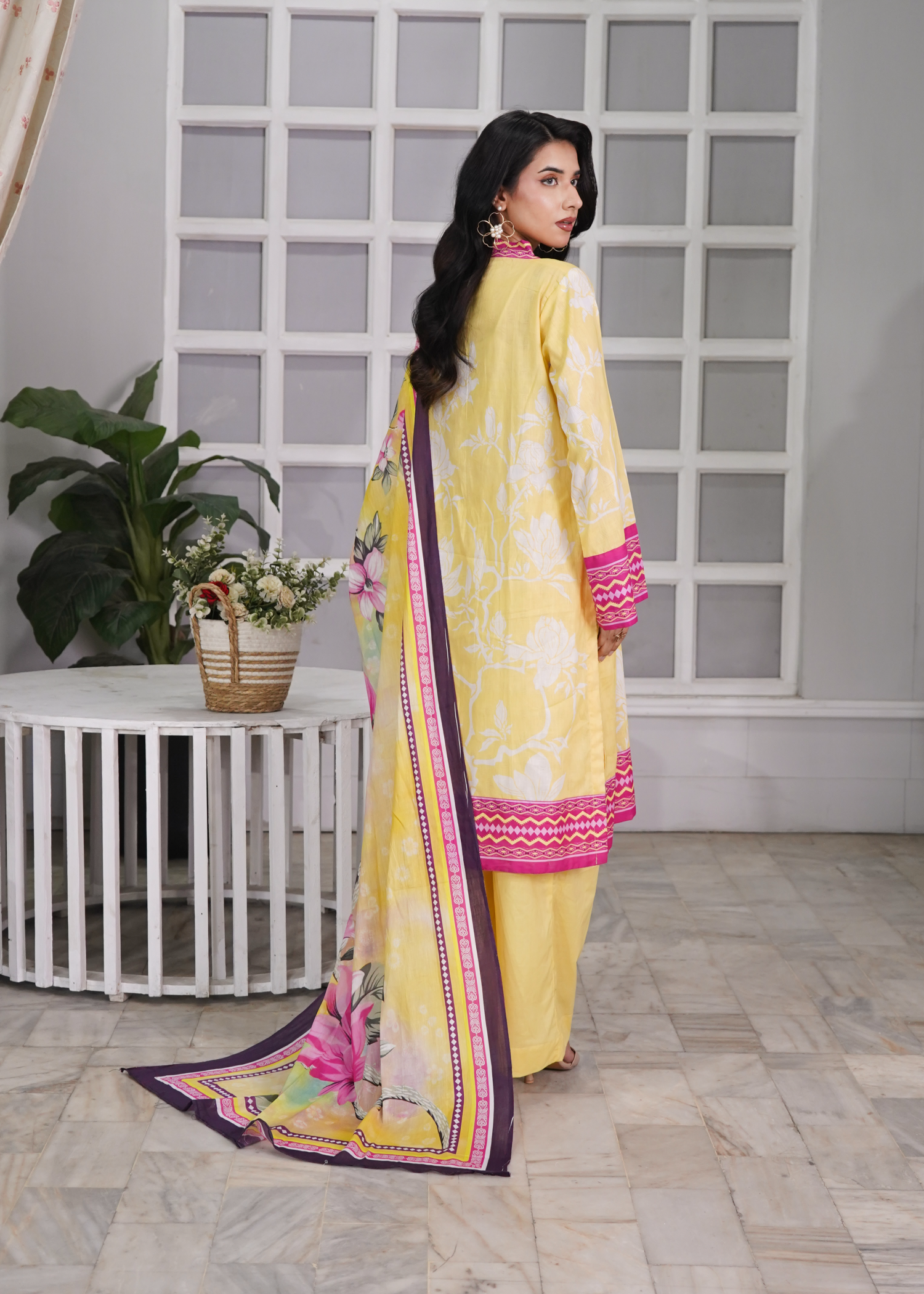 dobby Kurta Set in Butter