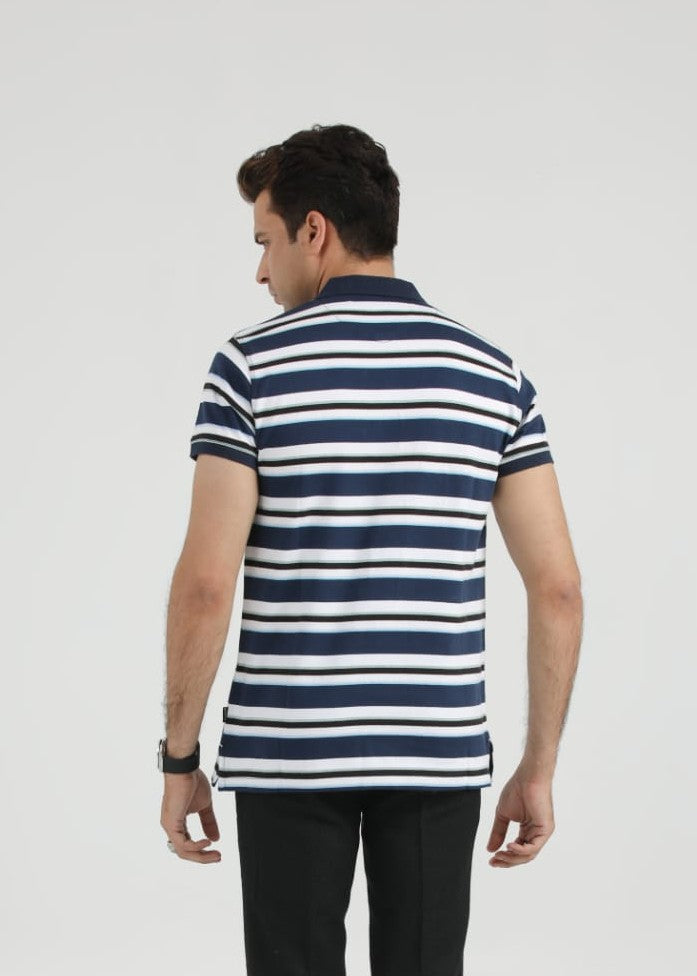 single jersey knit Polo Shirt in Navy blue