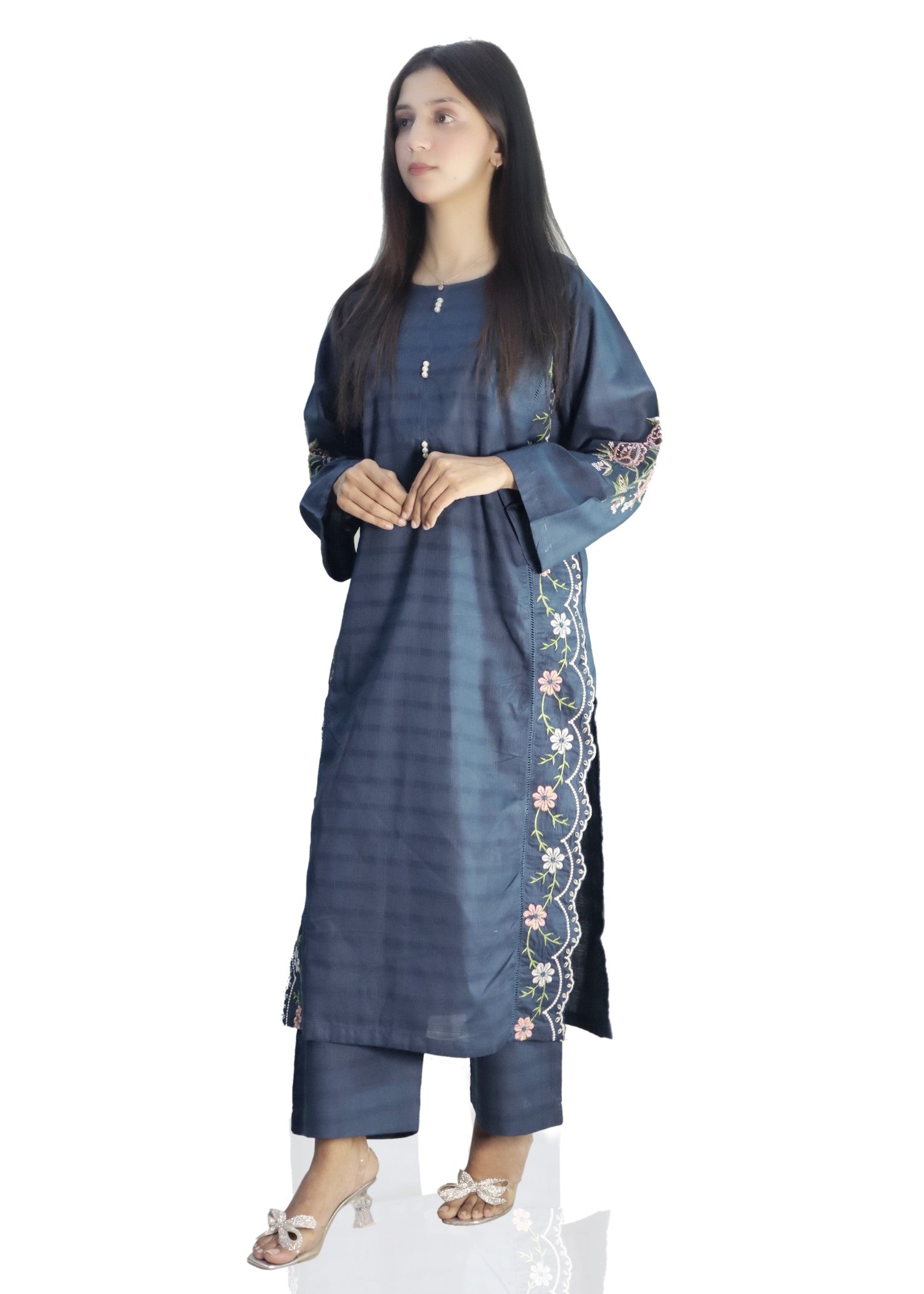 cotton dobby Kurta Set in Cobalt blue