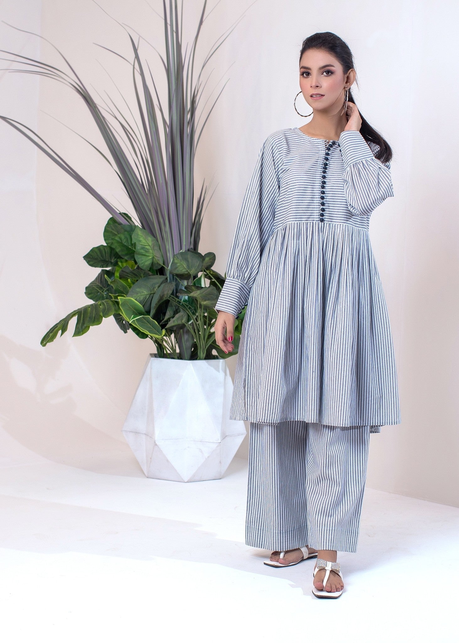 cotton Short Frock in Blue
