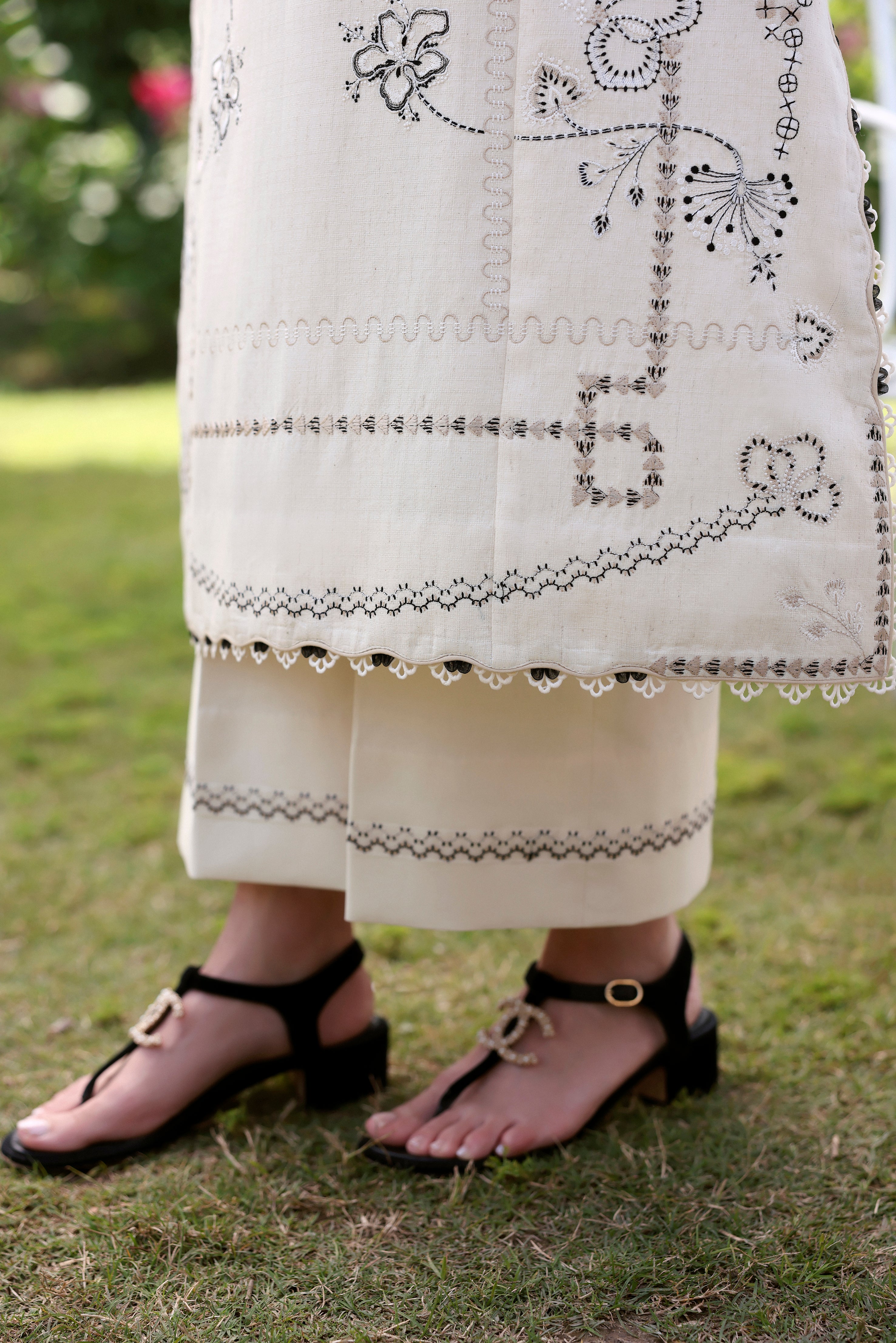 cotton dobby Kurta Set in White