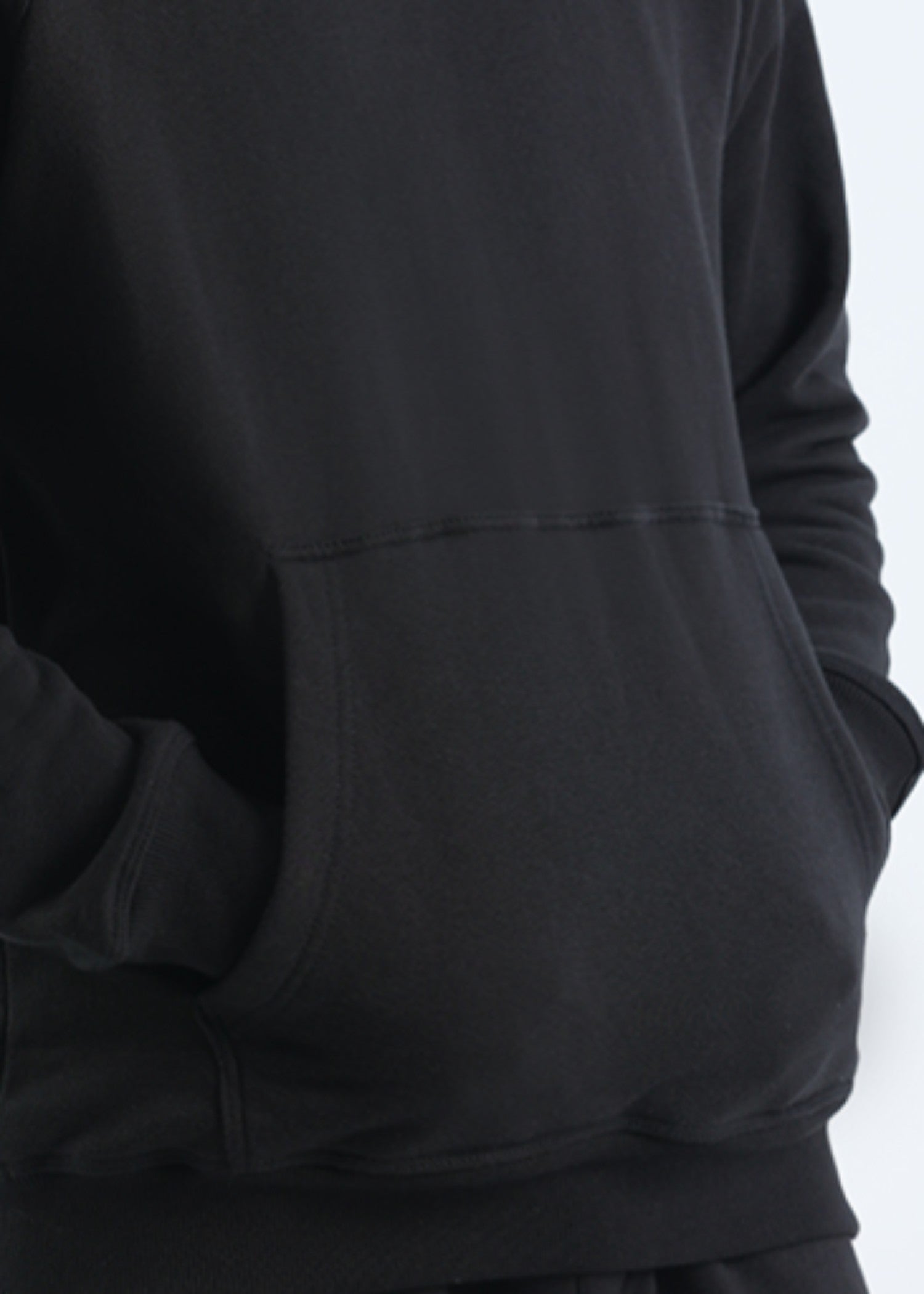 cotton linen Hoodie in Black