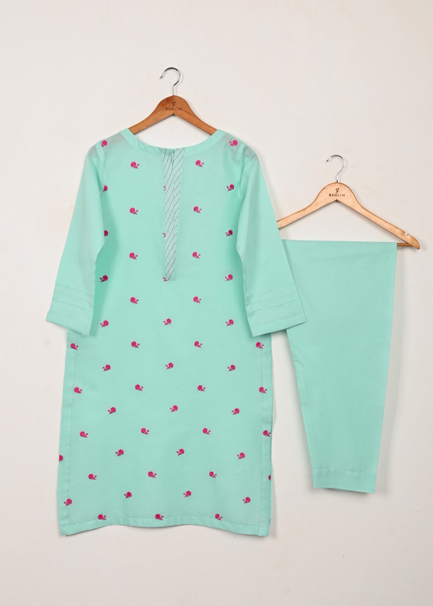 cambric Kurta Set in Aquamarine