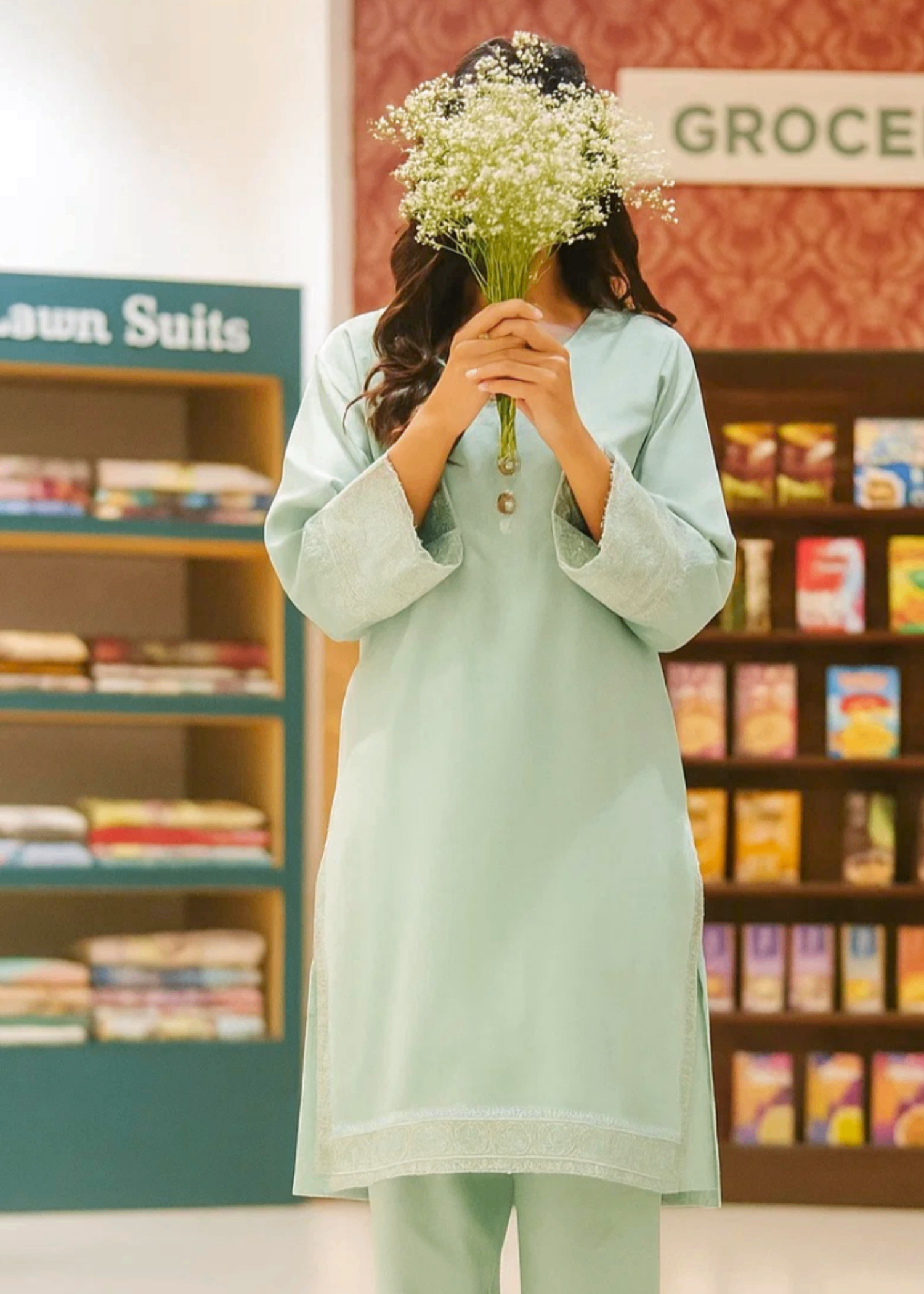 wash & wear Kurta Set in Mint green