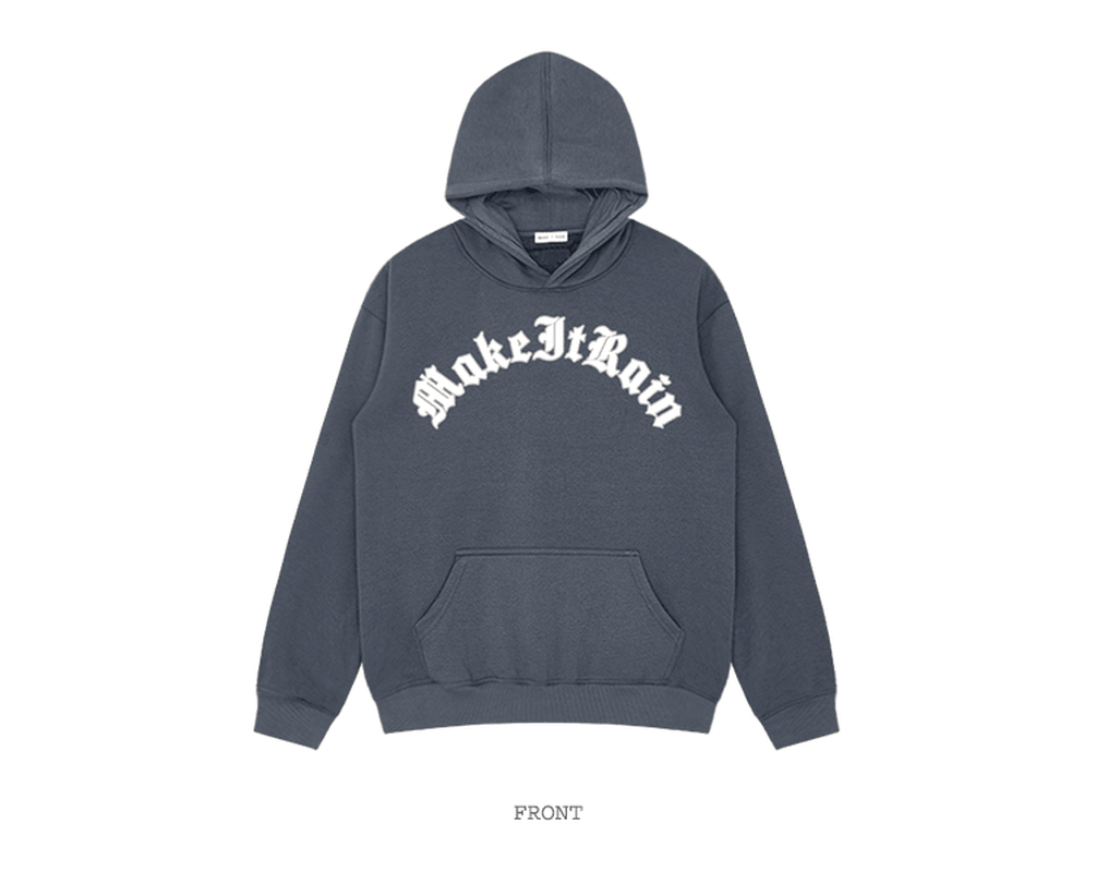 Retro Font European and American Style plus Velvet Hooded Pullover Street Fried Sweater